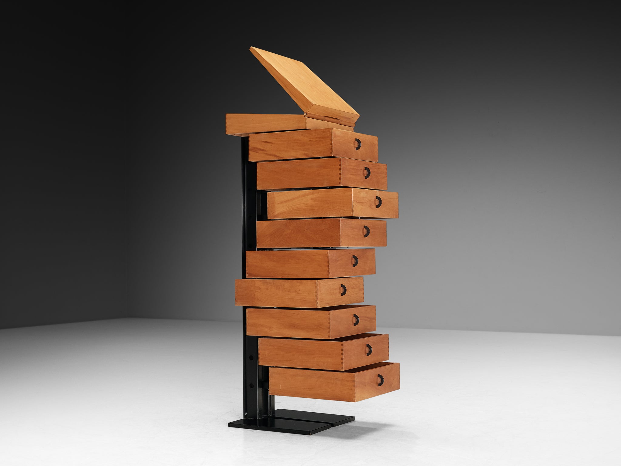 Mario Botta for Alias 'Robot' Tall Cabinet with Drawers in Pearwood and Steel Case pieces and storage cabinets Morentz