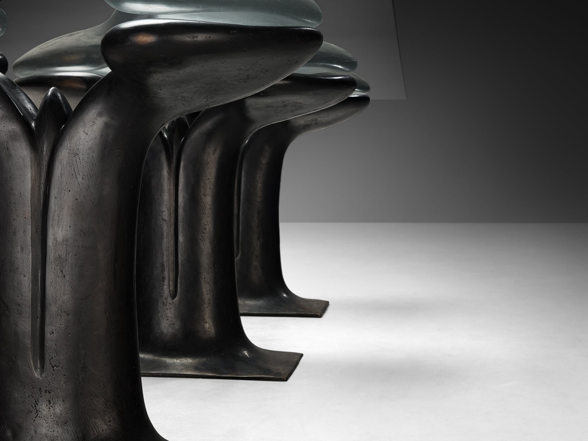 Huub & Adelheid Kortekaas Rare 'Kiem' Dining or Center Table in Sculpted Bronze