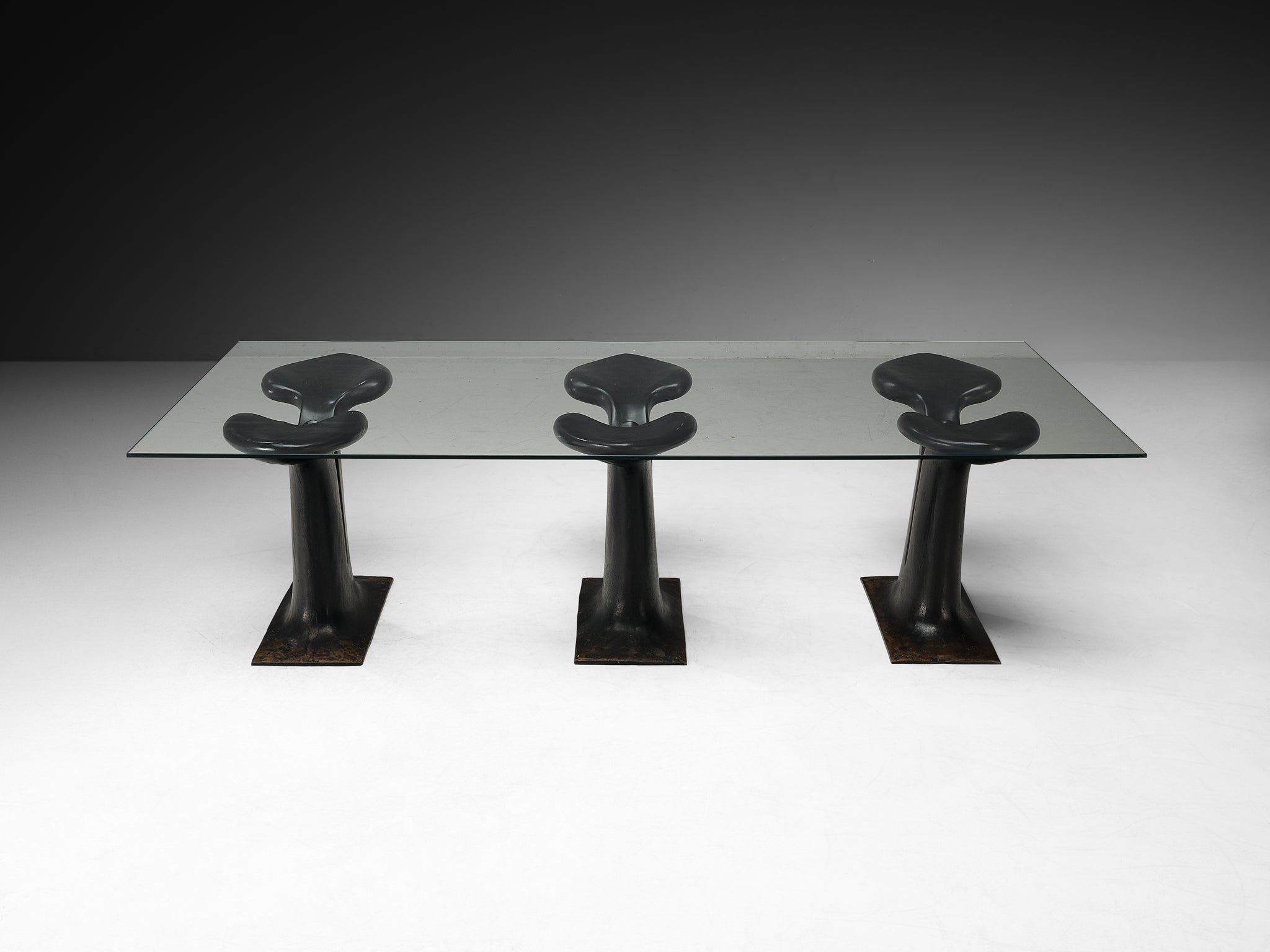 Huub & Adelheid Kortekaas Rare 'Kiem' Dining or Center Table in Sculpted Bronze Tables Morentz