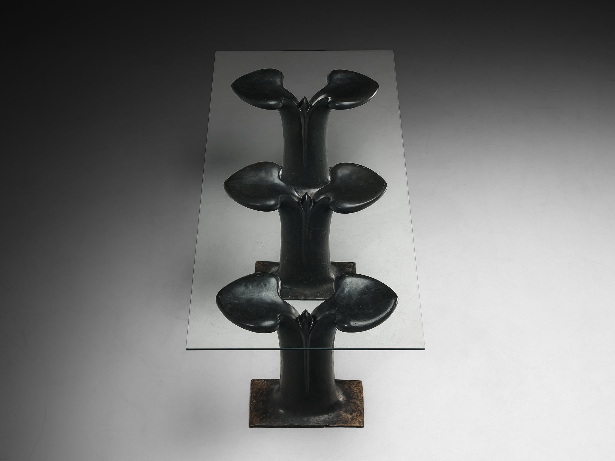 Huub & Adelheid Kortekaas Rare 'Kiem' Dining or Center Table in Sculpted Bronze Tables Morentz