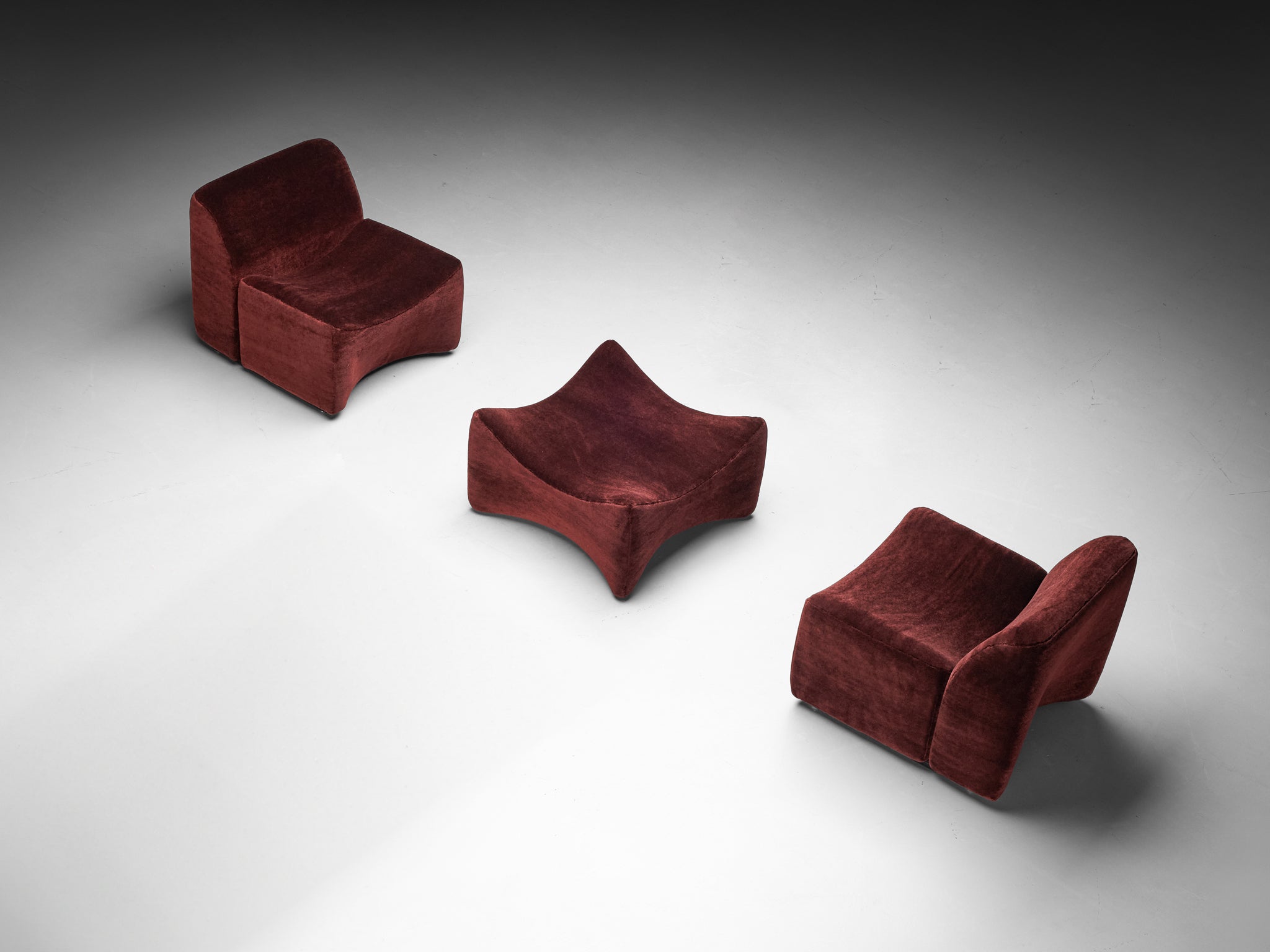 Fler 'Idler' Lounge Chairs with Ottoman in Teddy Mohair by Pierre Frey Seating Morentz