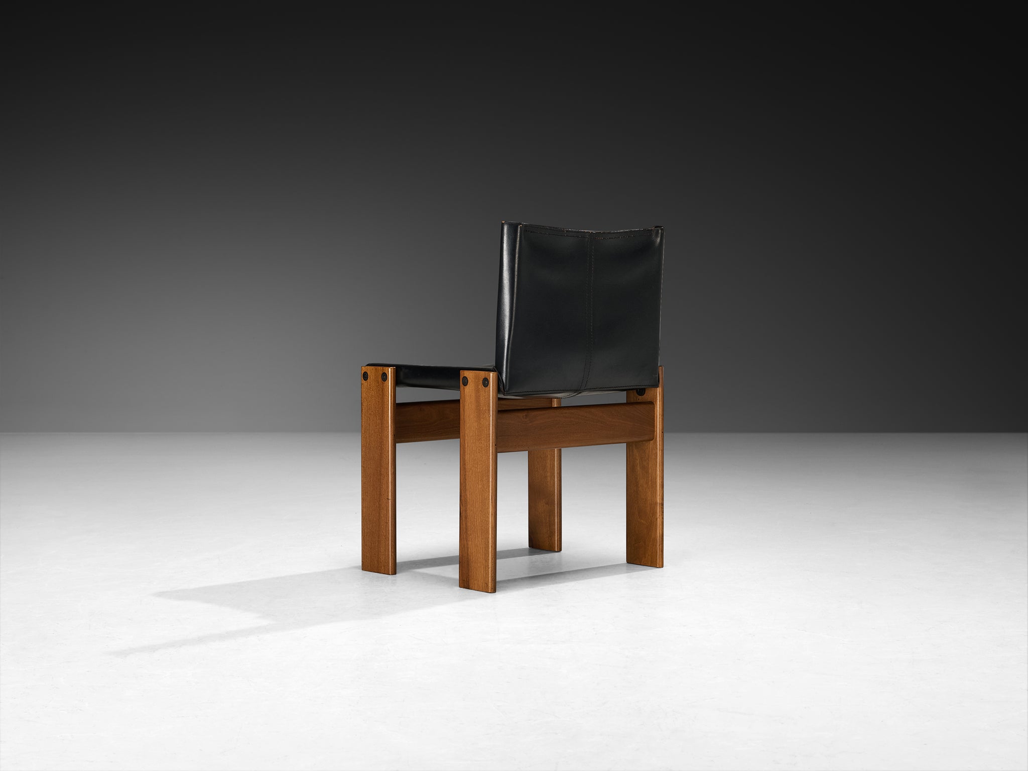 Afra & Tobia Scarpa for Molteni Set of Twelve 'Monk' Dining Chairs in Walnut and Leather Seating Morentz