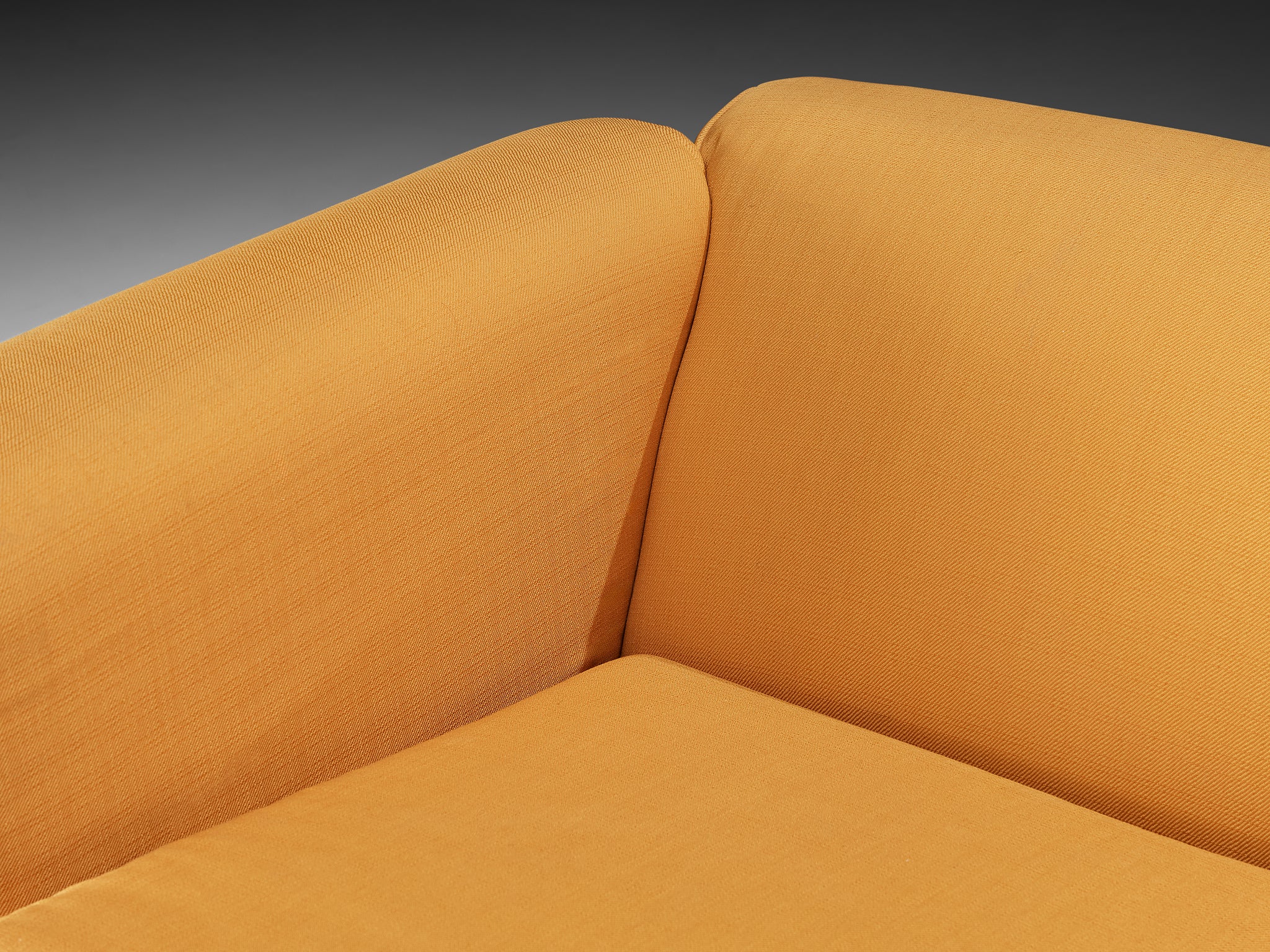 Italian Mid-century Sofa in Wood and Orange Fabric Seating Morentz