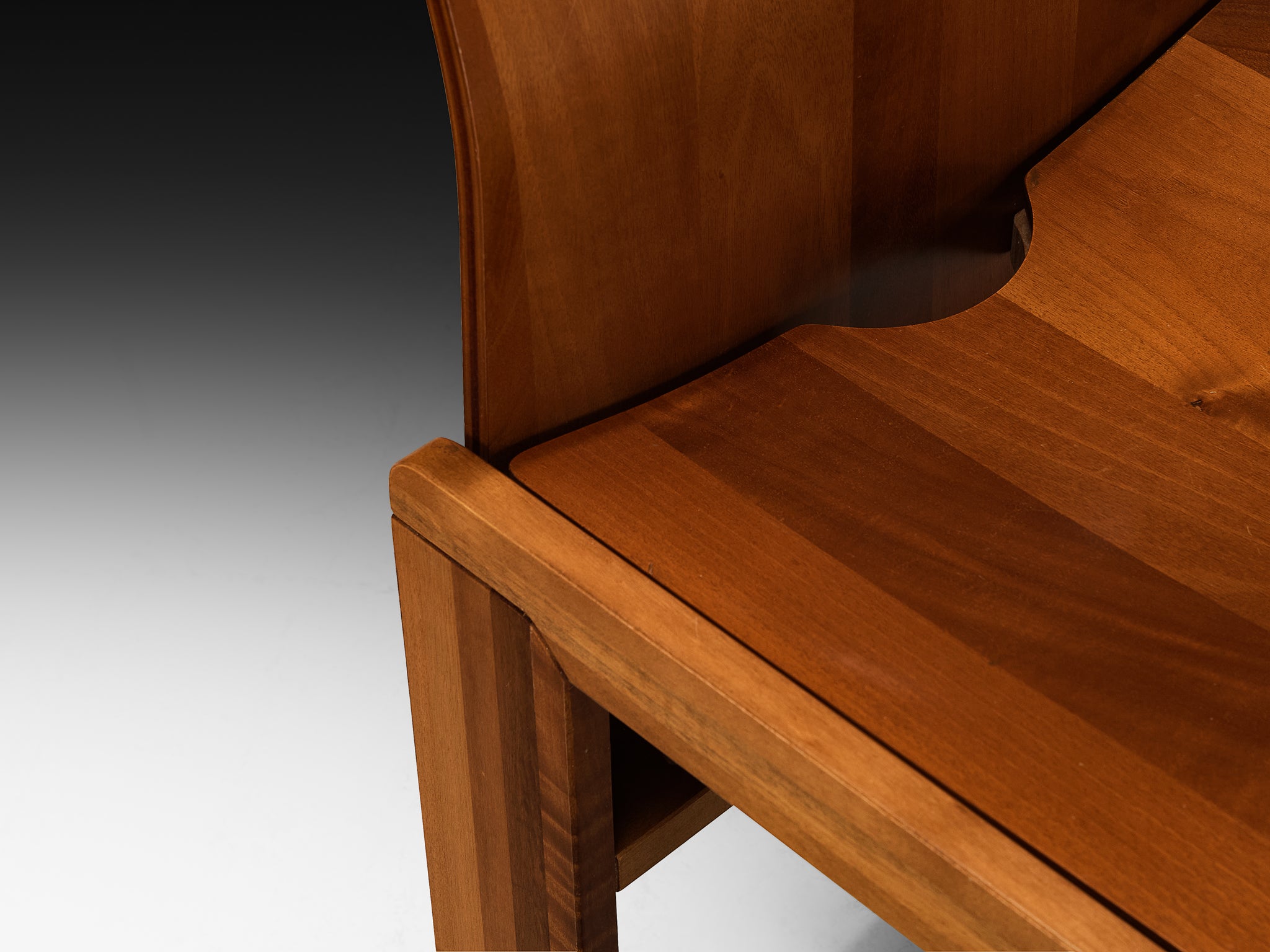 Italian Post-Modern Set of Six Dining Chairs in Walnut Wood Seating Morentz