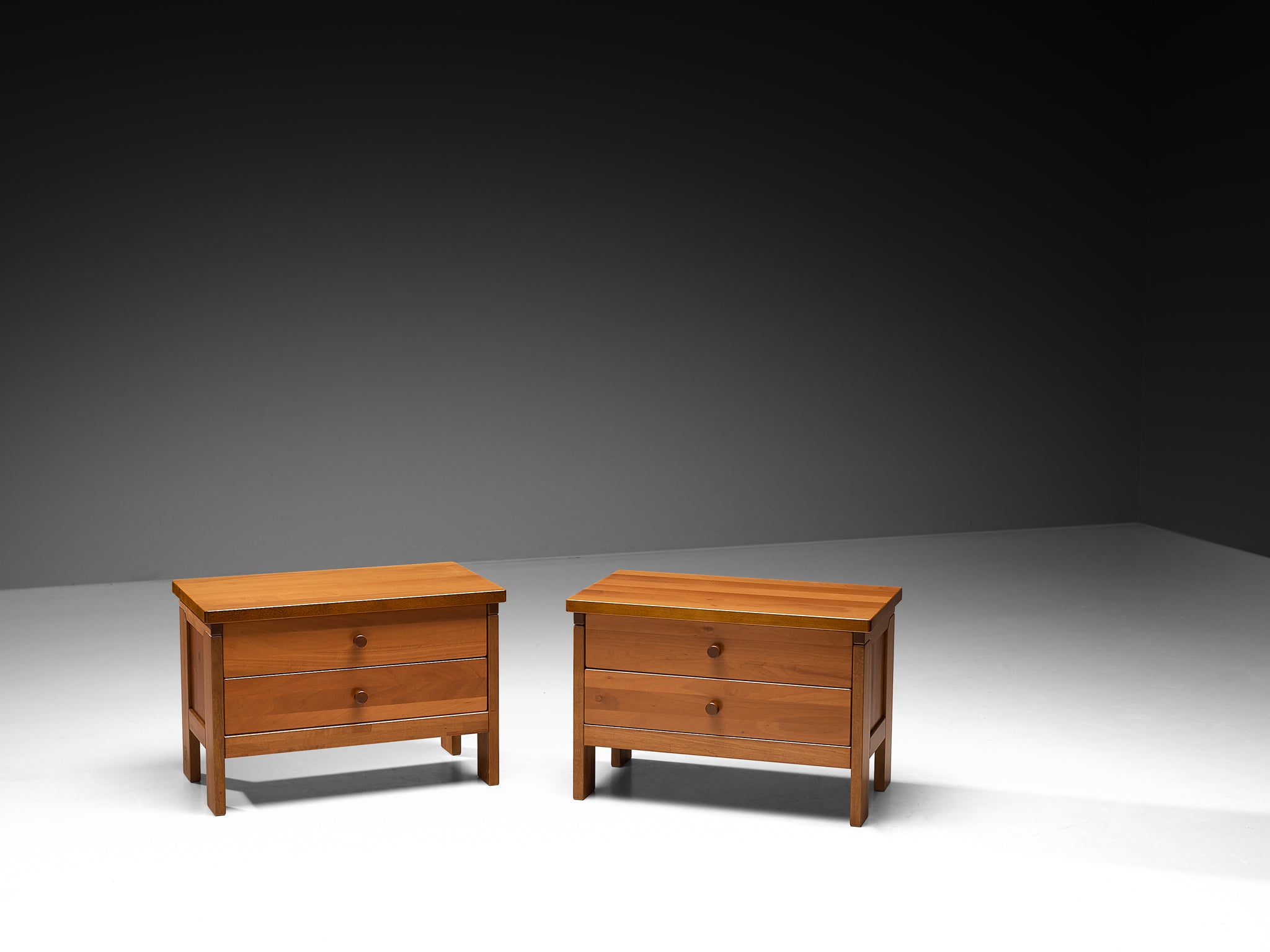 Italian Post-Modern Pair of Bedside Tables in Cherry Case pieces and storage cabinets Morentz