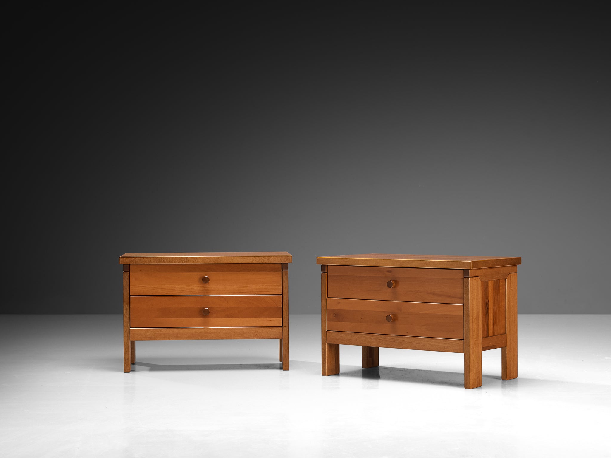 Italian Post-Modern Pair of Bedside Tables in Cherry Case pieces and storage cabinets Morentz