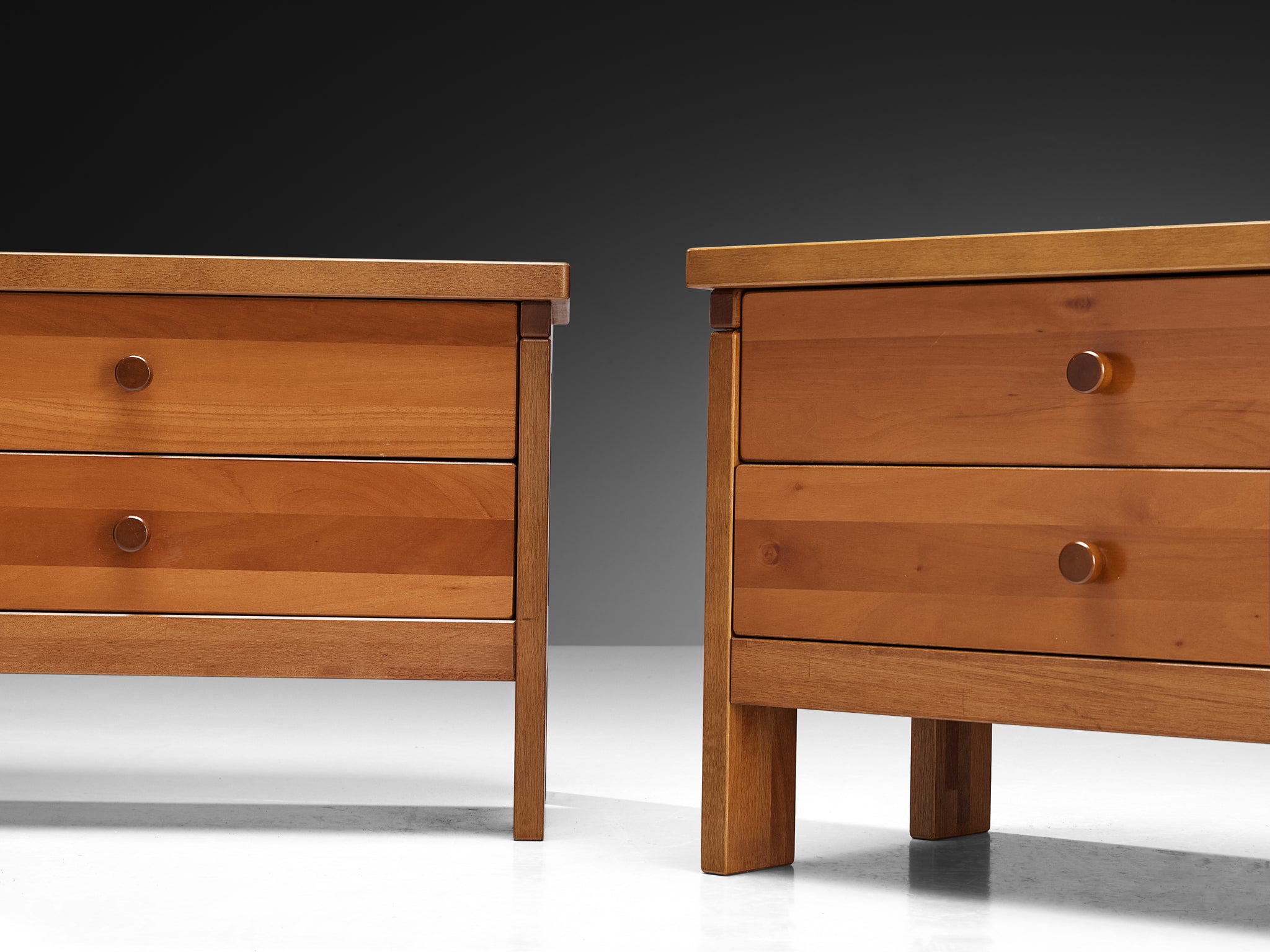 Italian Post-Modern Pair of Bedside Tables in Cherry