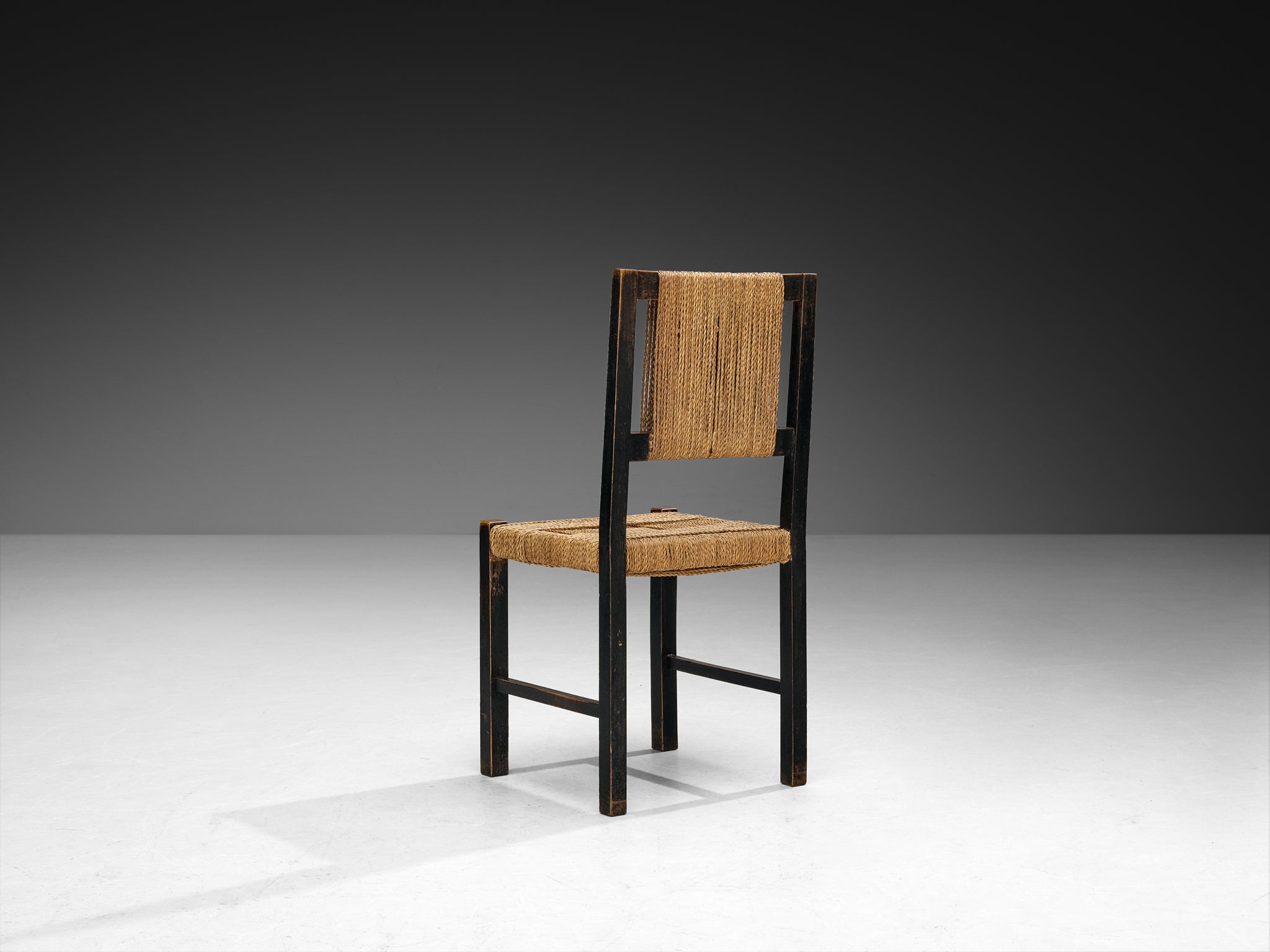 Francis Jourdain Pair of Dining Chairs in Wood and Straw Seats Seating Morentz