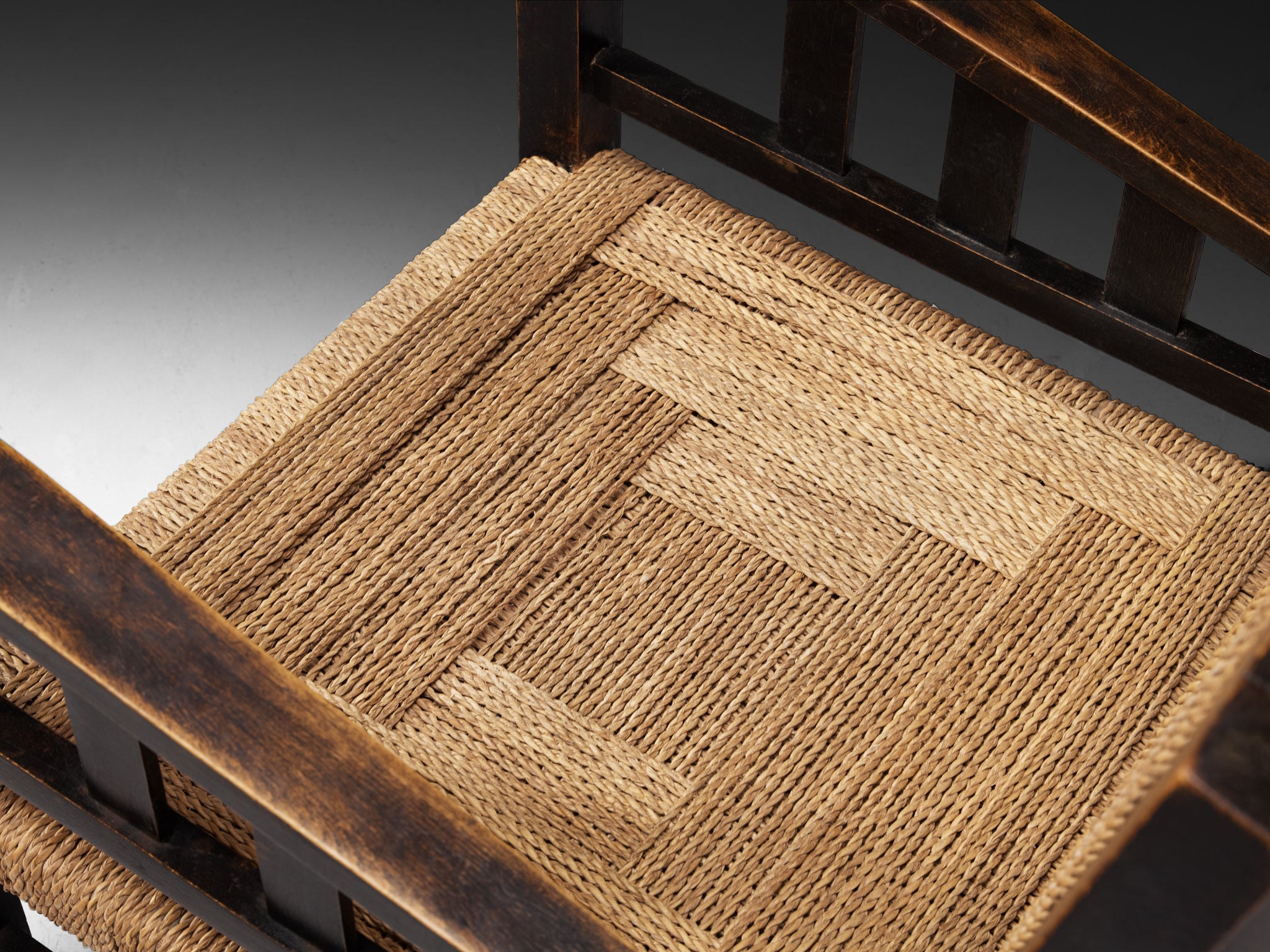 Francis Jourdain Lounge Chairs in Woven Rush and Wood Seating Morentz