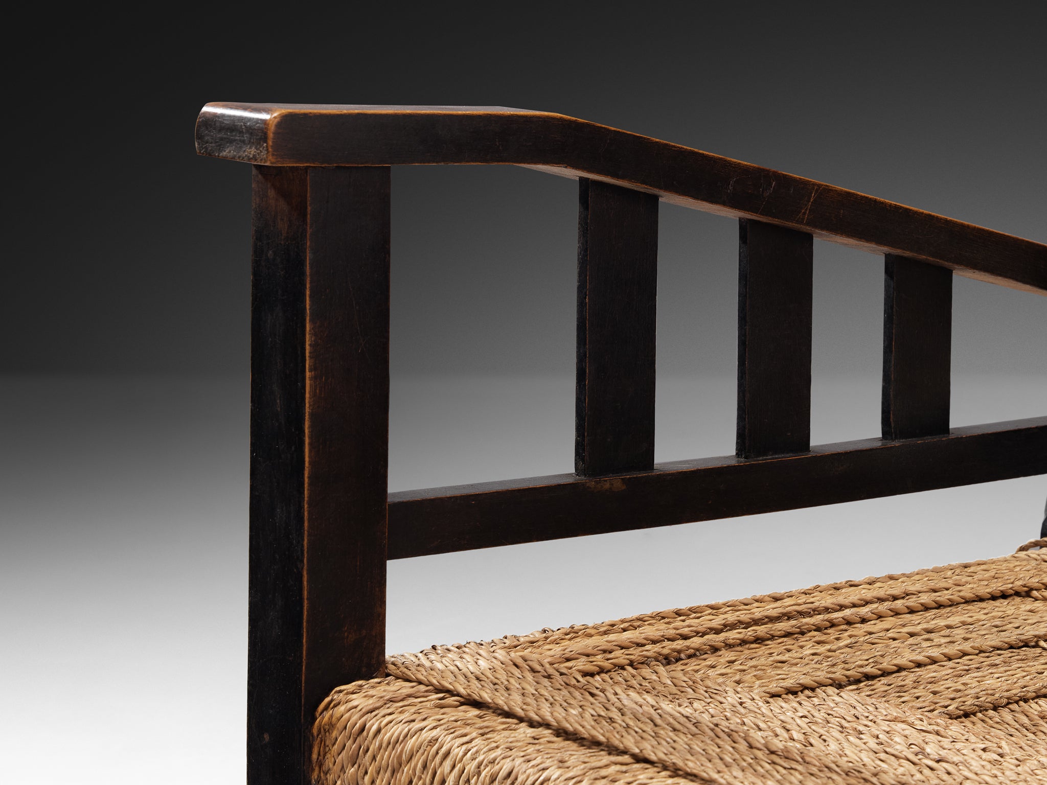 Francis Jourdain Lounge Chairs in Woven Straw and Wood Seating Morentz