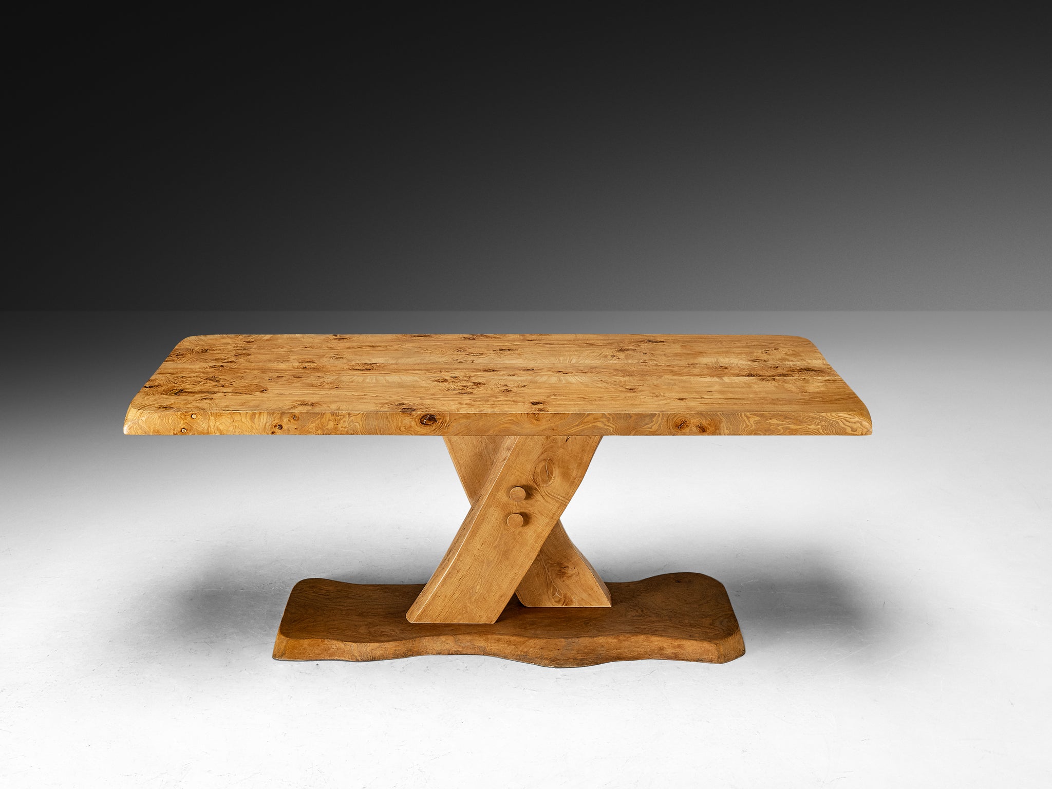 Postmodern French Dining Table in Solid Elm Tables Morentz