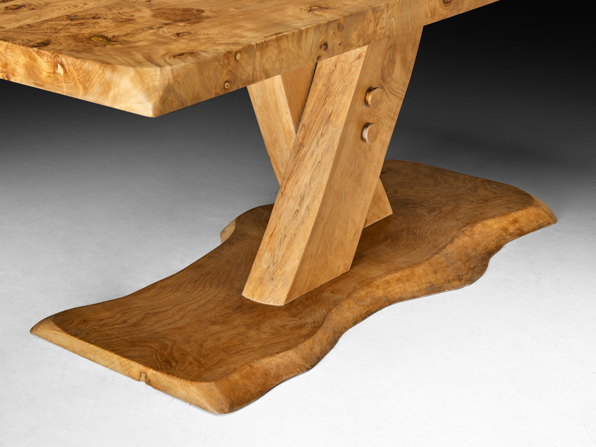 Postmodern French Dining Table in Solid Elm Tables Morentz