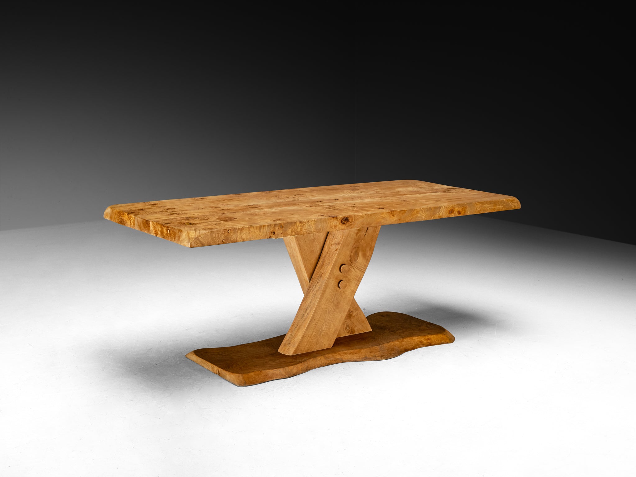 Postmodern French Dining Table in Solid Elm Tables Morentz