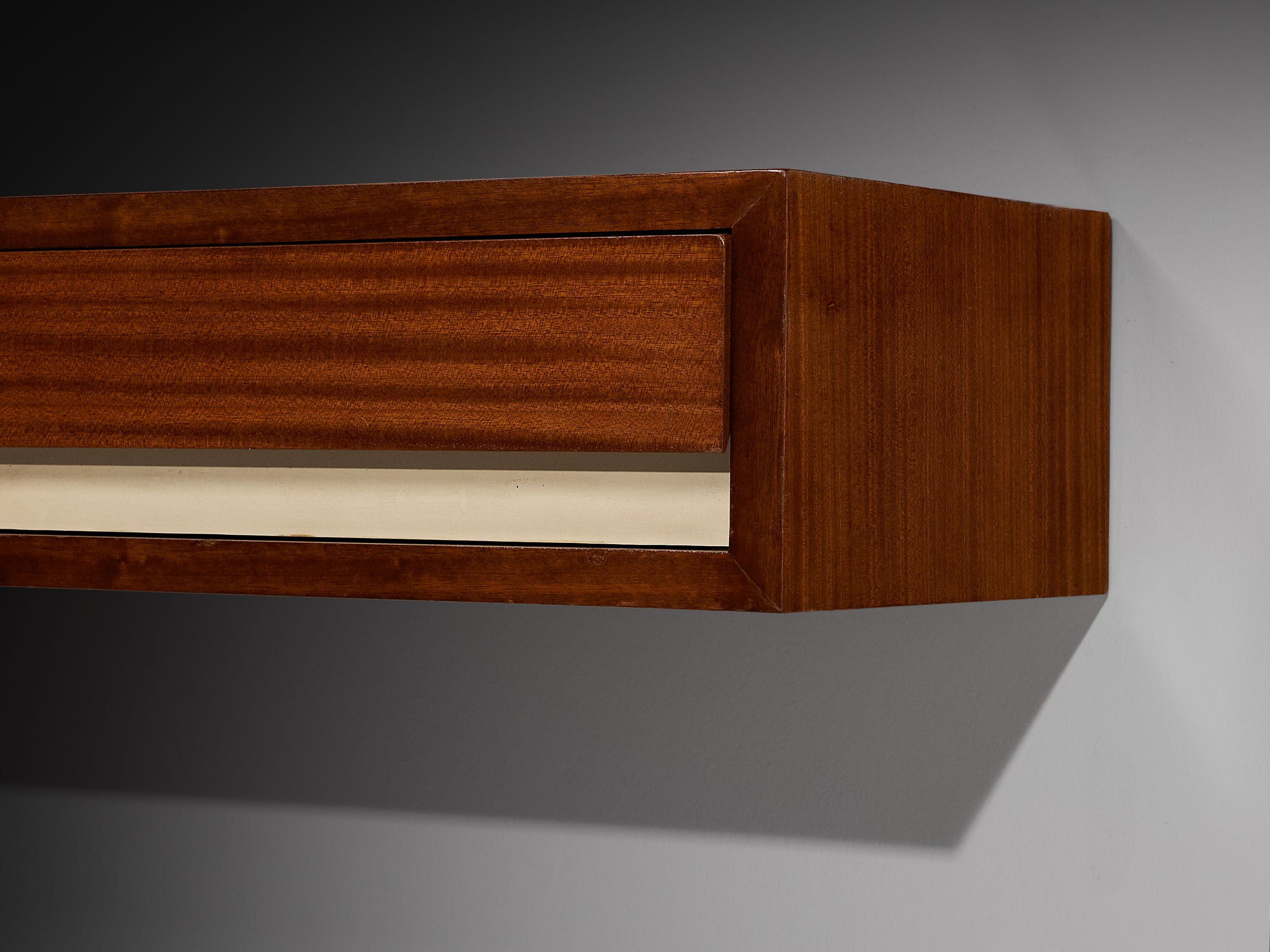 Italian Mid-Century Custom-Made Architectural Wall Unit in Mahogany Case pieces and storage cabinets Morentz