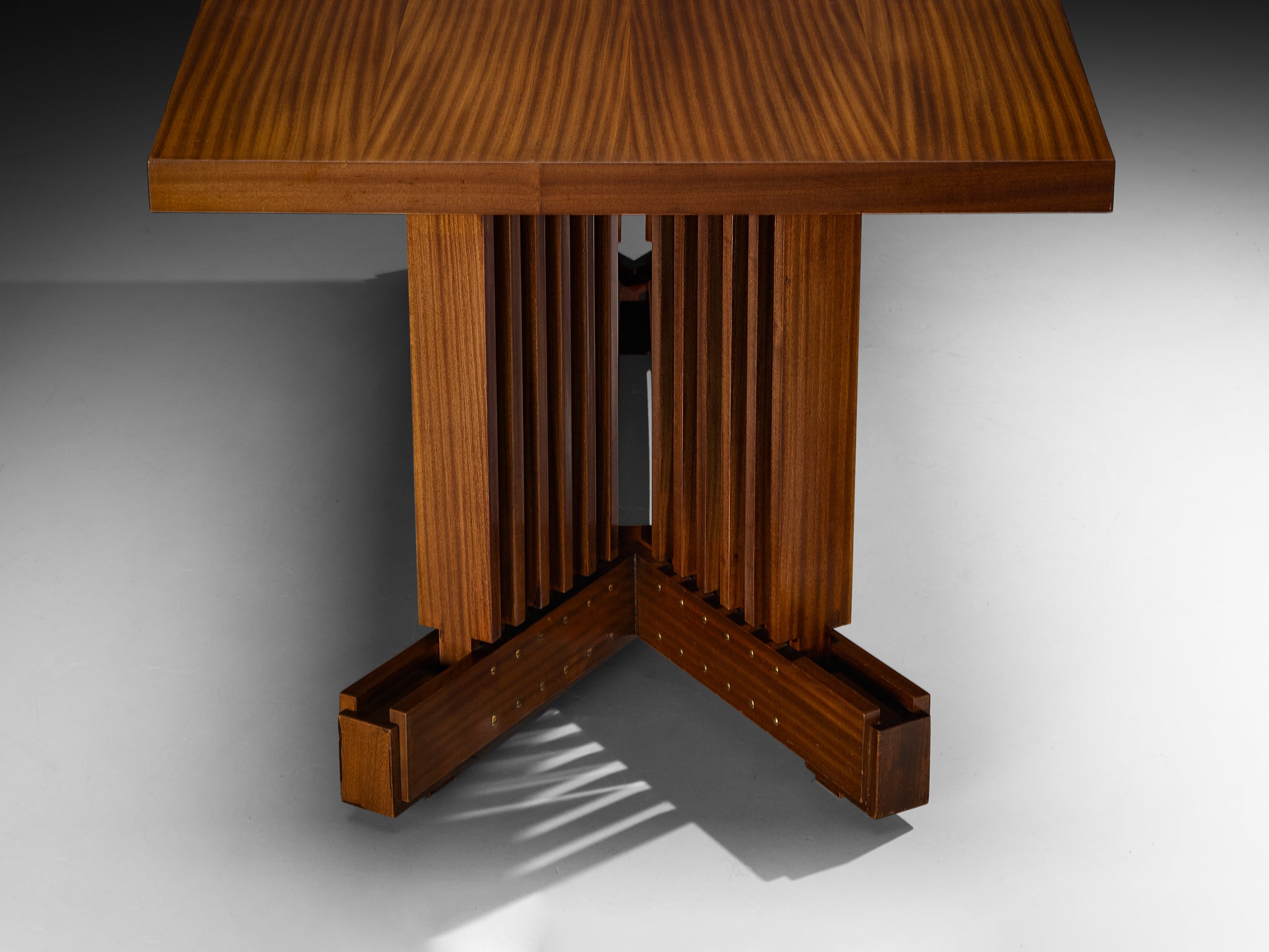 Italian Mid-Century Modern Mahogany Dining Table with Brass Details Tables Morentz