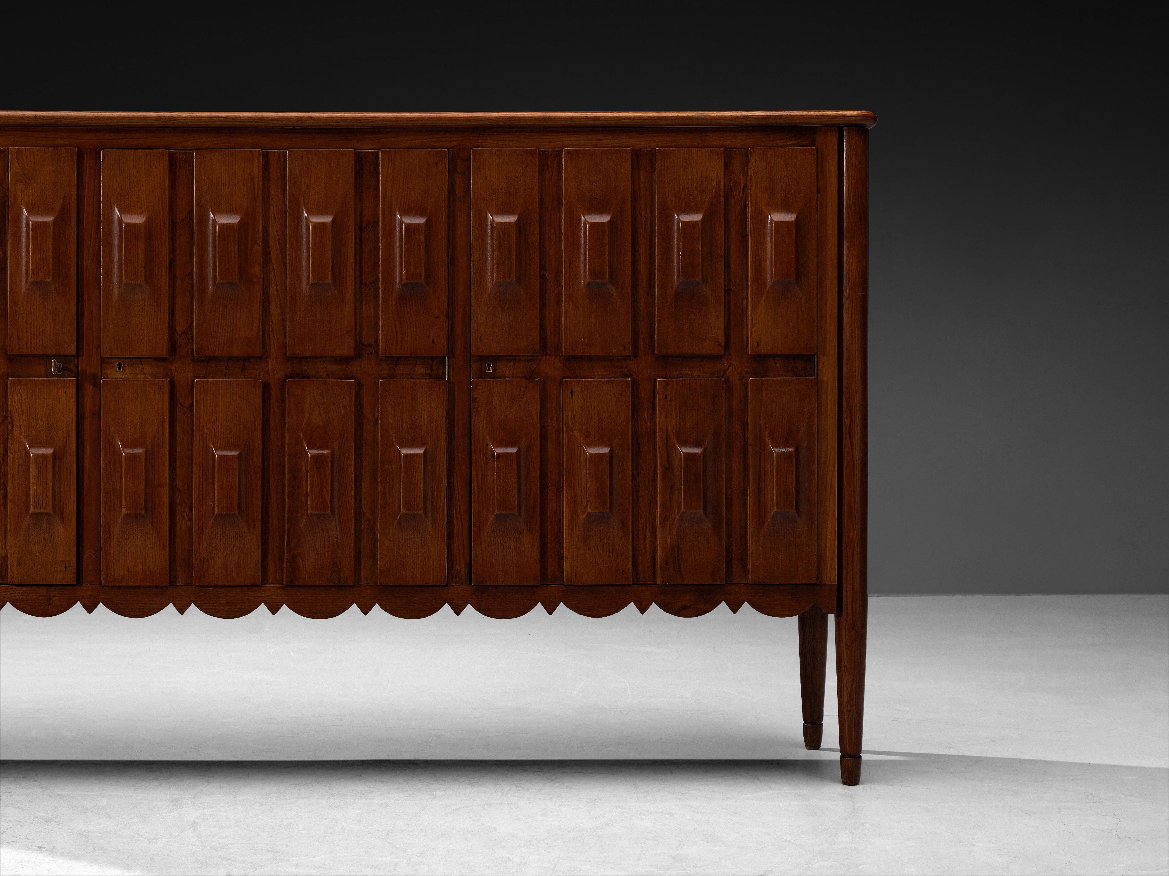 1940s Italian Sideboard in Chestnut with Faceted Front Case pieces and storage cabinets Morentz