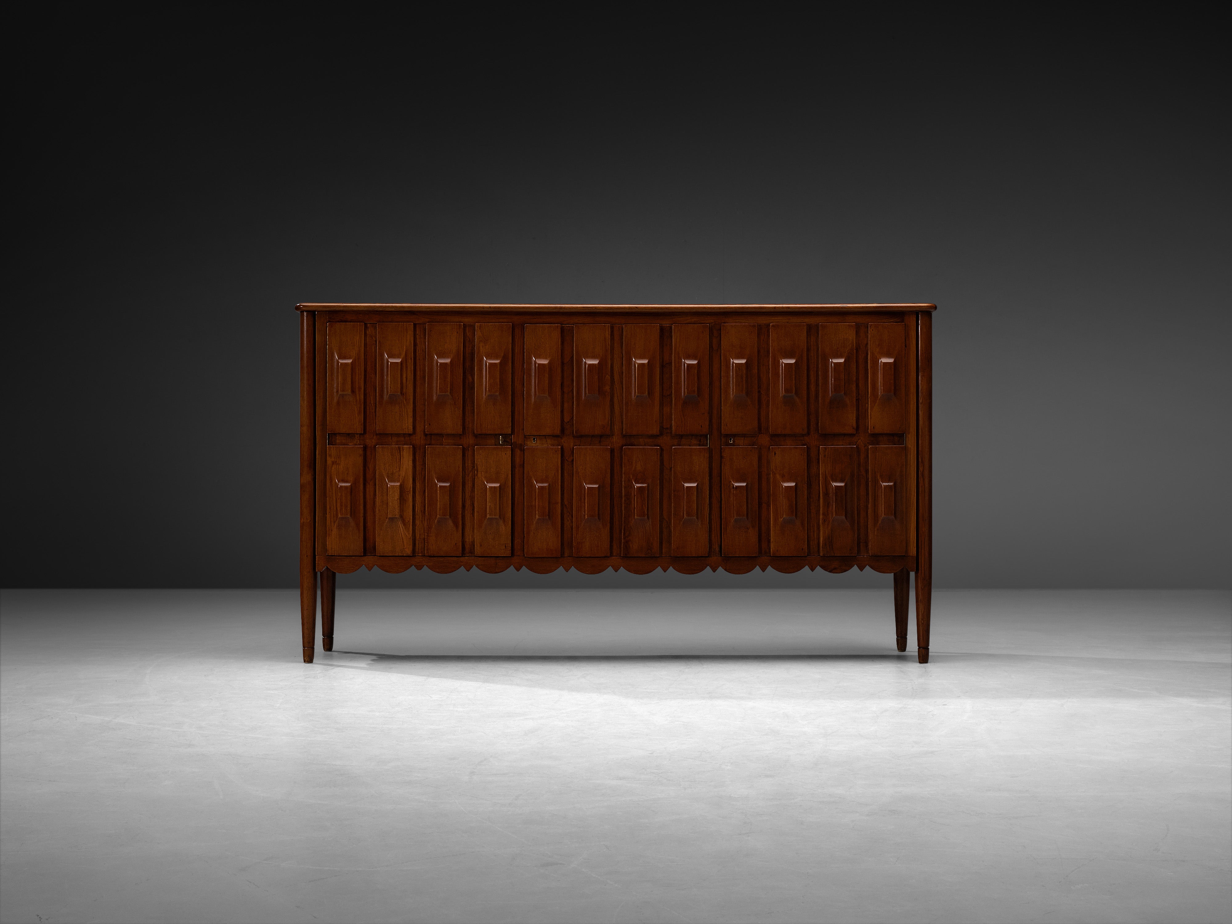 1940s Italian Sideboard in Chestnut with Faceted Front Case pieces and storage cabinets Morentz