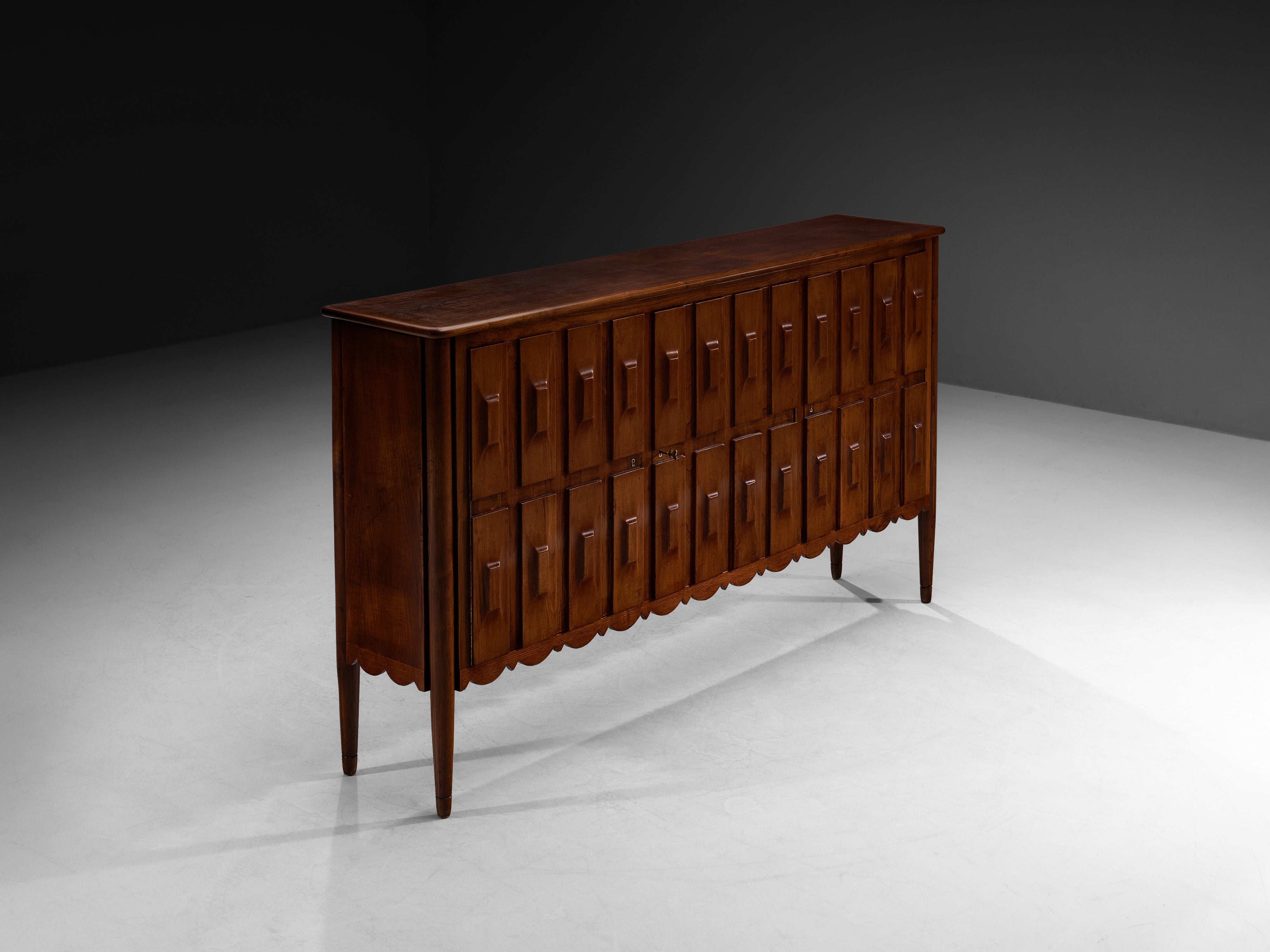 1940s Italian Sideboard in Chestnut with Faceted Front Case pieces and storage cabinets Morentz