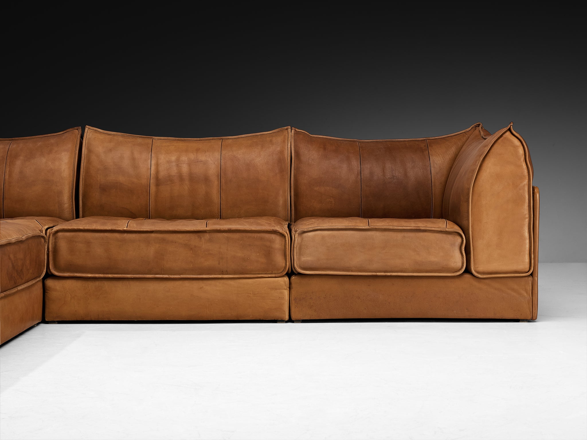 De Sede 'Pagoda' DS-19 Sectional Sofa in Cognac Brown Leather Seating Morentz
