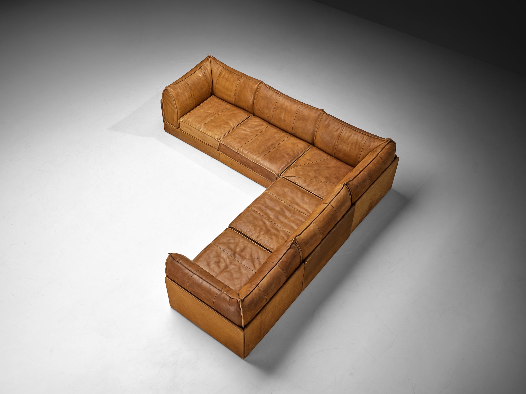 De Sede 'Pagoda' DS-19 Sectional Sofa in Cognac Brown Leather Seating Morentz
