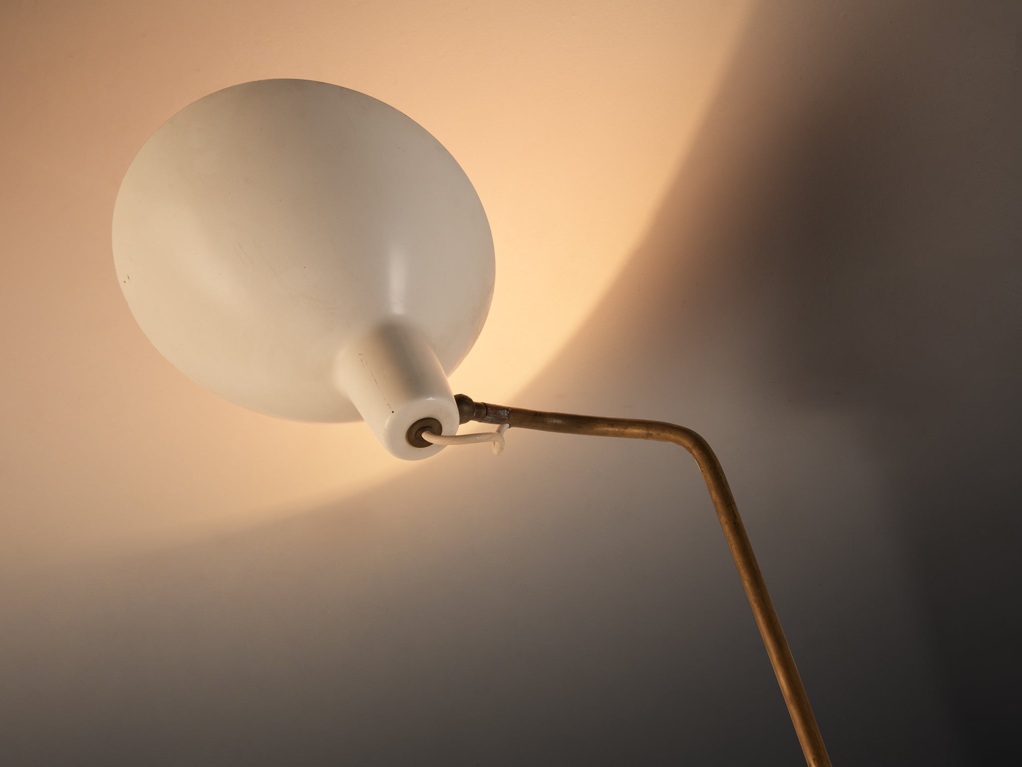 Vittoriano Viganó for Arteluce Rare Wall Light in Brass with Off-White Shades Lighting Morentz