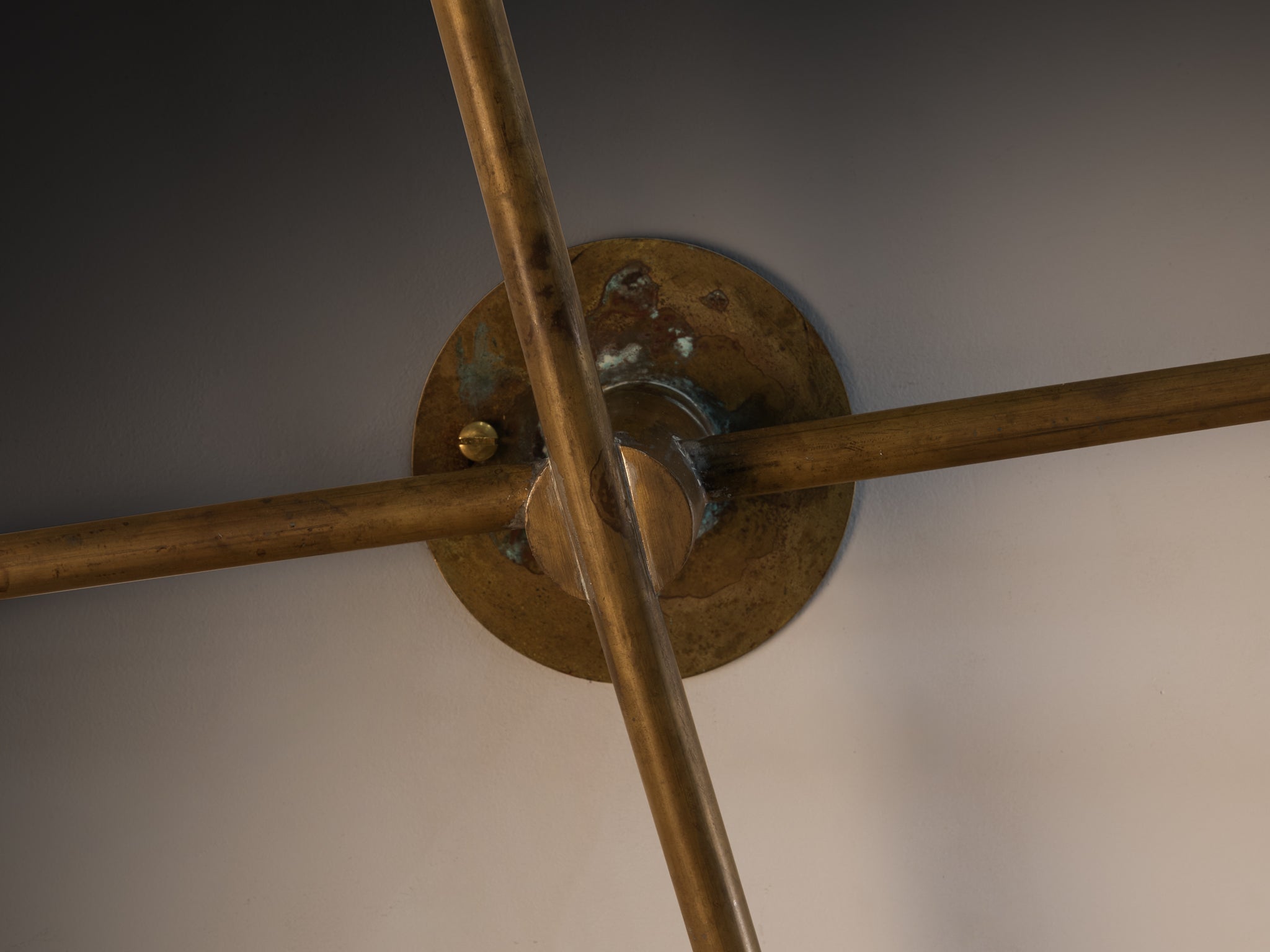 Vittoriano Viganó for Arteluce Rare Wall Light in Brass with Off-White Shades Lighting Morentz