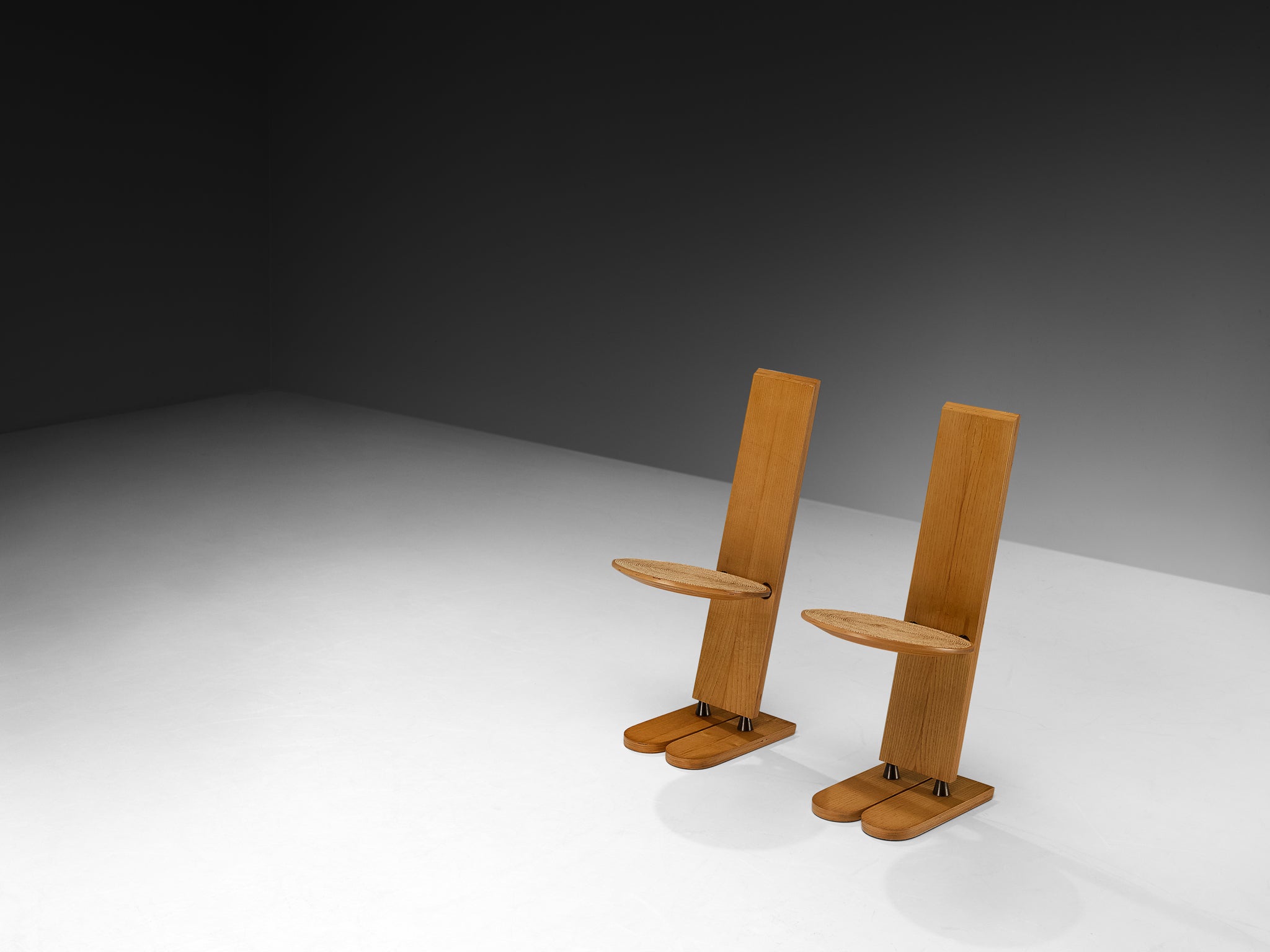 Gigi Sabadin for Emme Set of Six 'Pala' Dining Chairs in Ash and Rush Seating Morentz