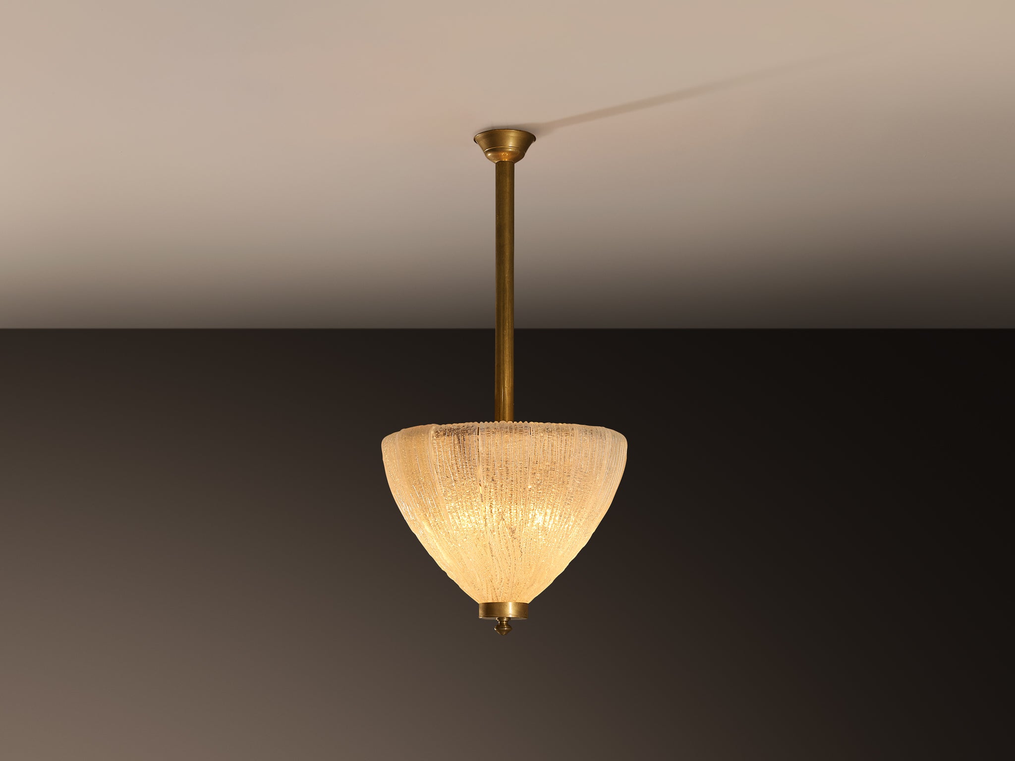 Large Italian Art Deco Pendant Lamp with Iridescent Opal Glow Glass￼ Lighting Morentz