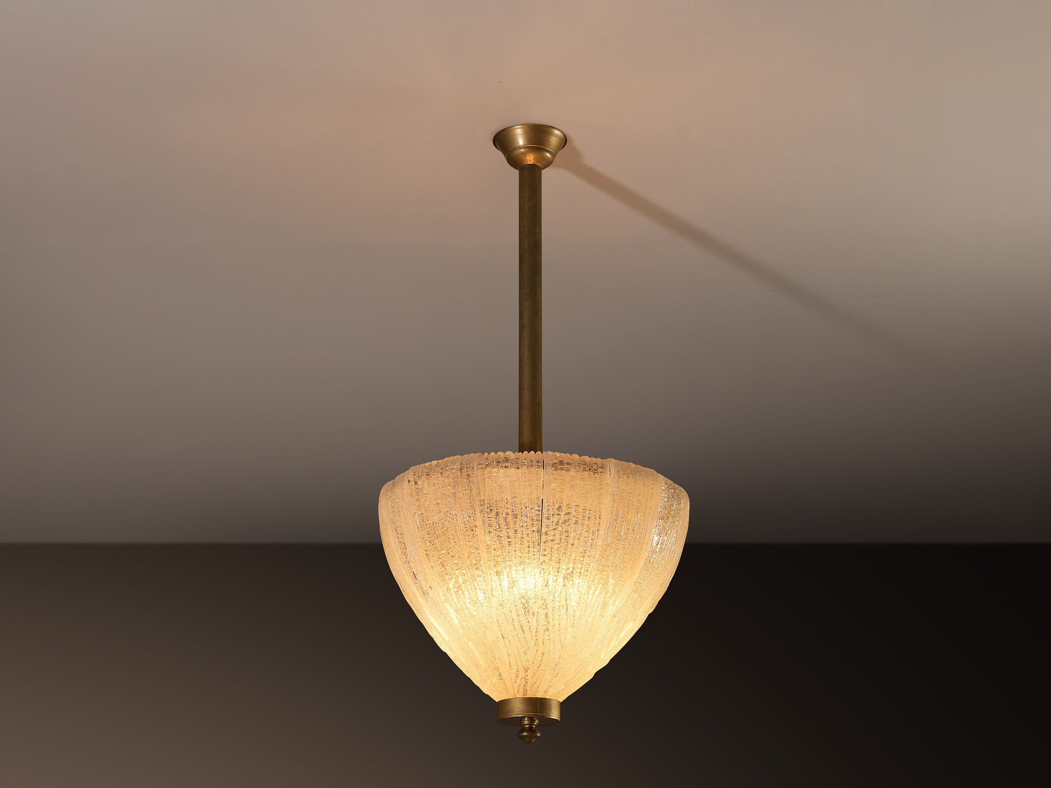 Large Italian Art Deco Pendant Lamp with Iridescent Opal Glow Glass￼ Lighting Morentz