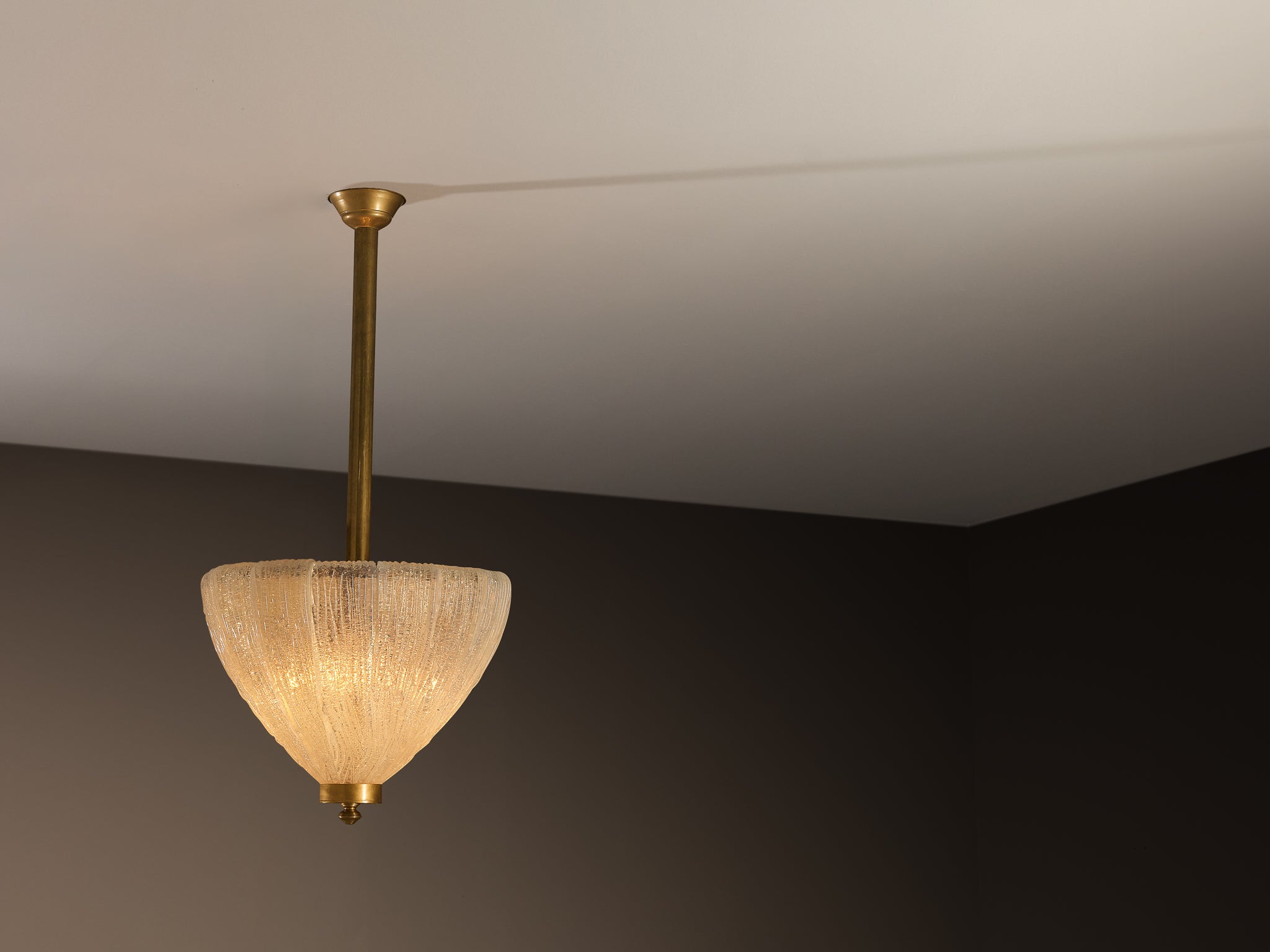 Large Italian Art Deco Pendant Lamp with Iridescent Opal Glow Glass￼ Lighting Morentz