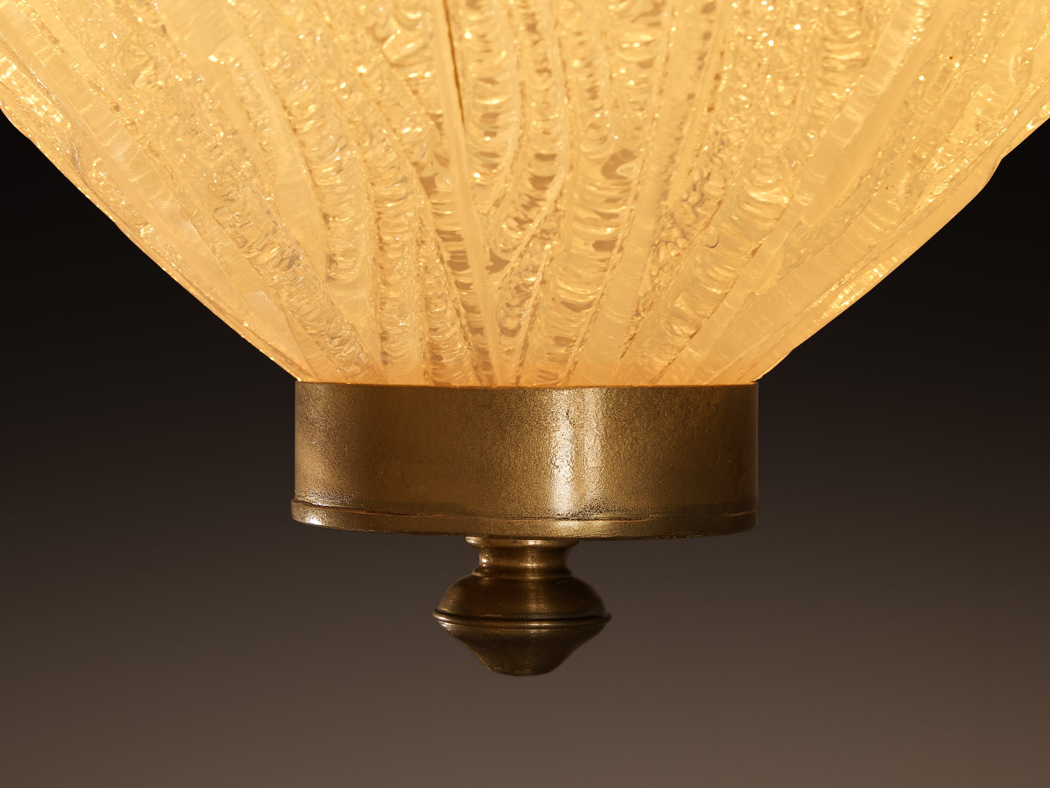 Large Italian Art Deco Pendant Lamp with Iridescent Opal Glow Glass￼ Lighting Morentz