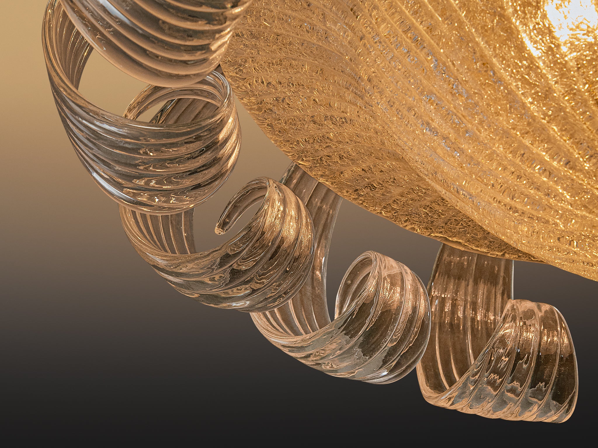 Italian Art Deco Medusa Shaped Pair of Chandeliers in Murano Glass Lighting Morentz