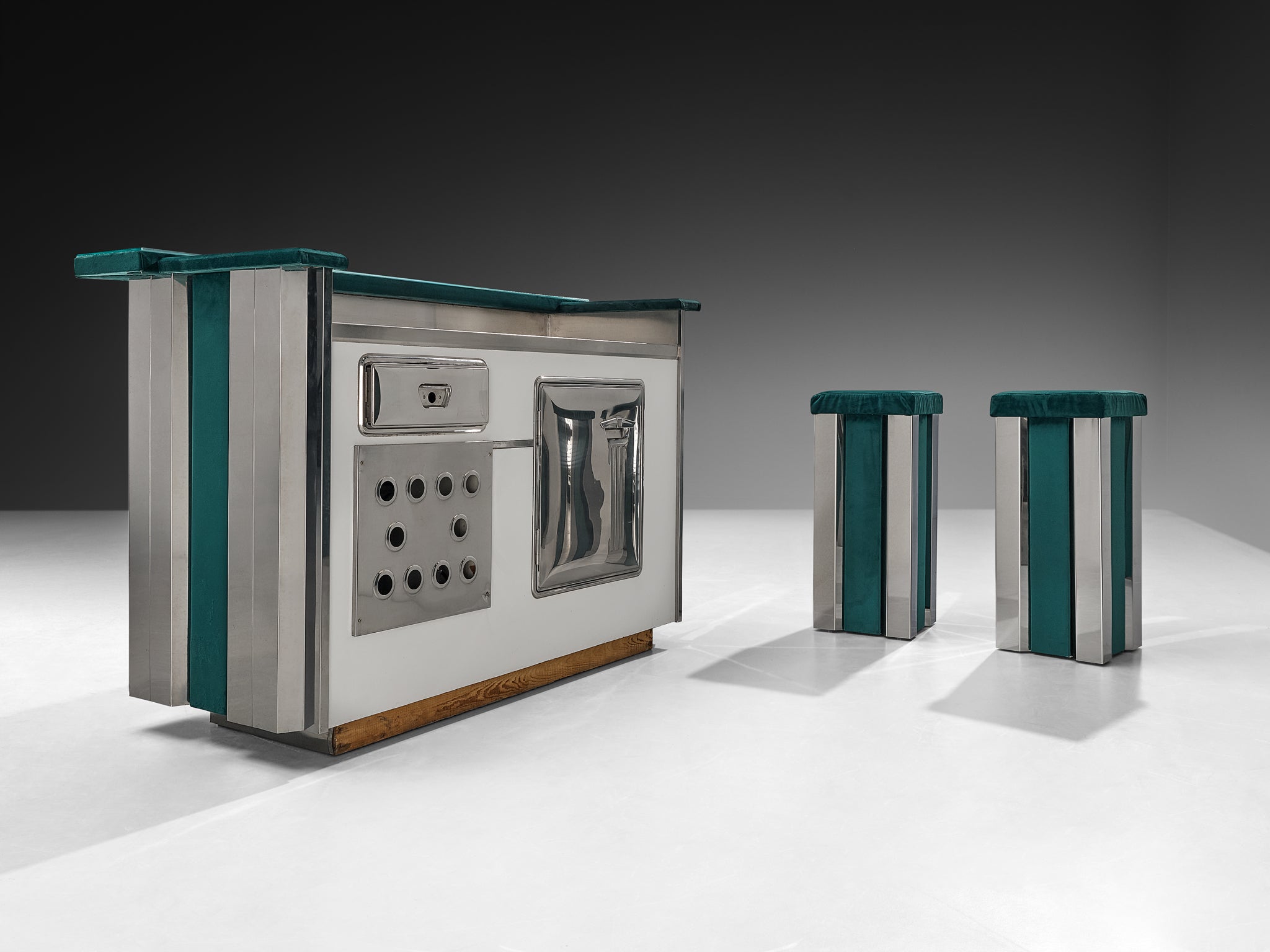 Hollywood Regency Bar Cabinet in the Style of Willy Rizzo Case pieces and storage cabinets Morentz