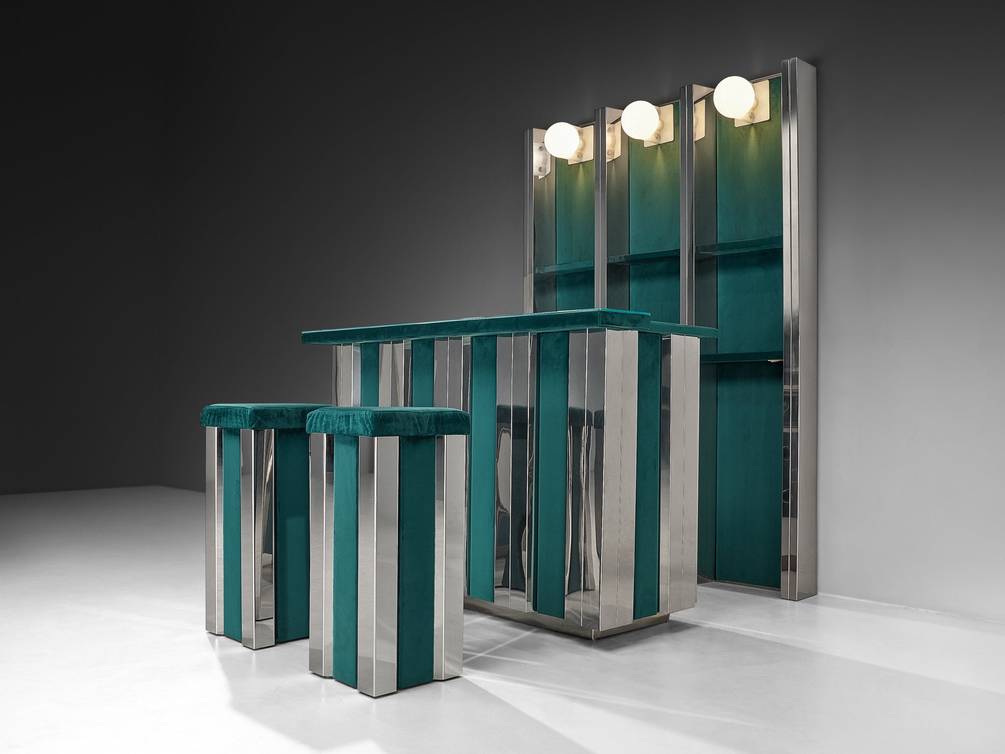 Hollywood Regency Bar Cabinet in the Style of Willy Rizzo Case pieces and storage cabinets Morentz