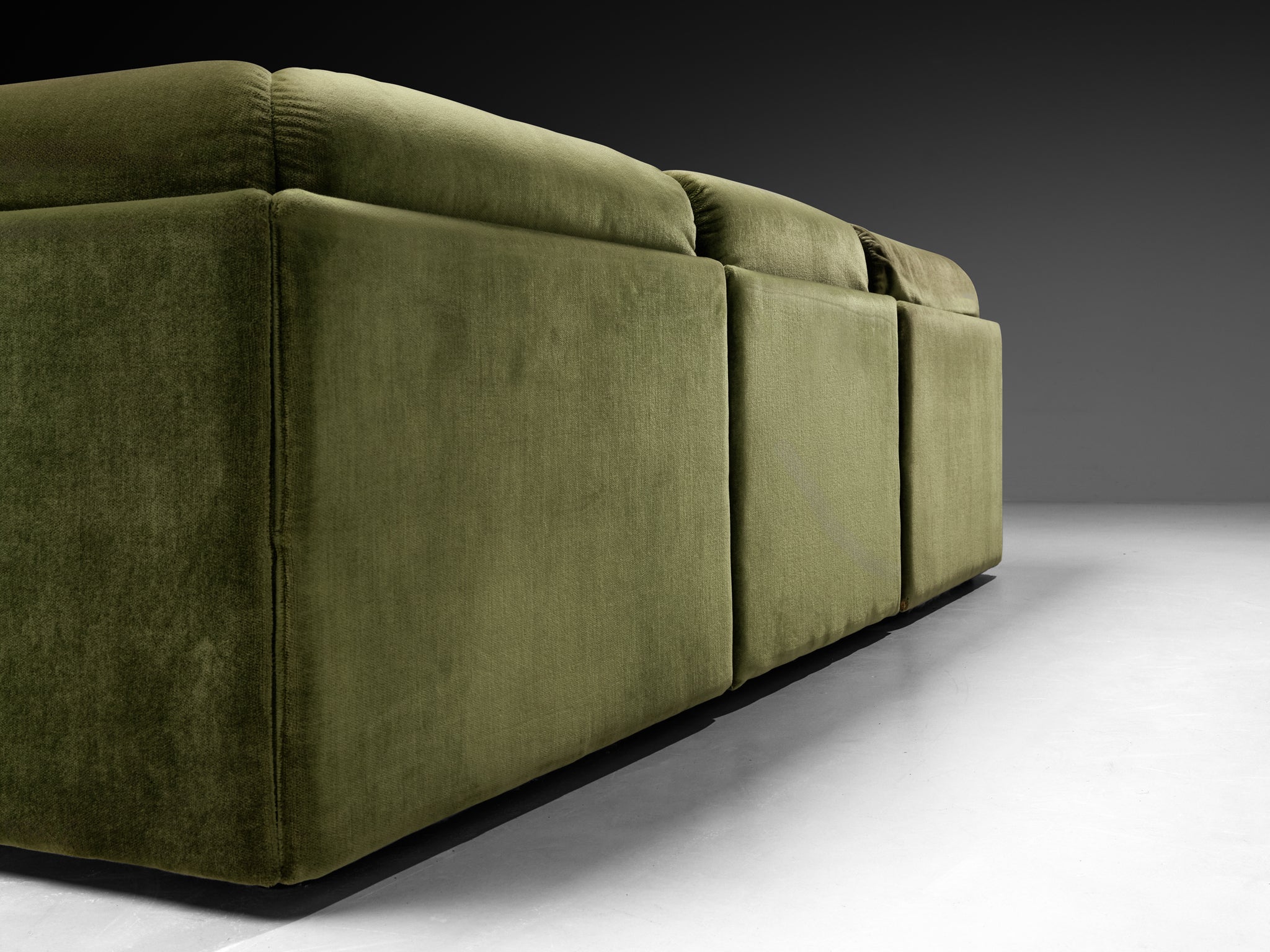 Post-Modern Large Modular Sofa in Forest Green Fabric