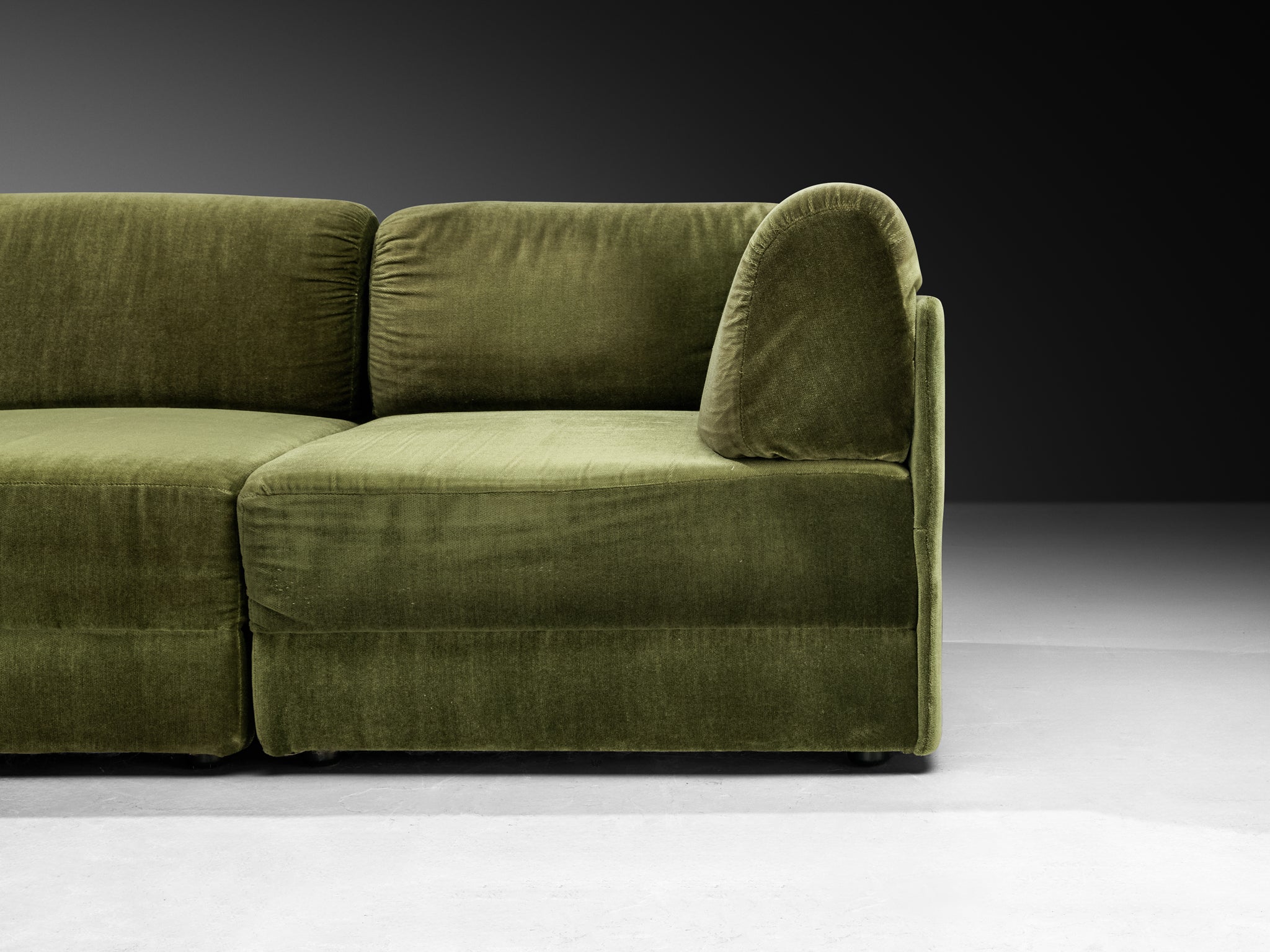 Post-Modern Large Modular Sofa in Forest Green Fabric