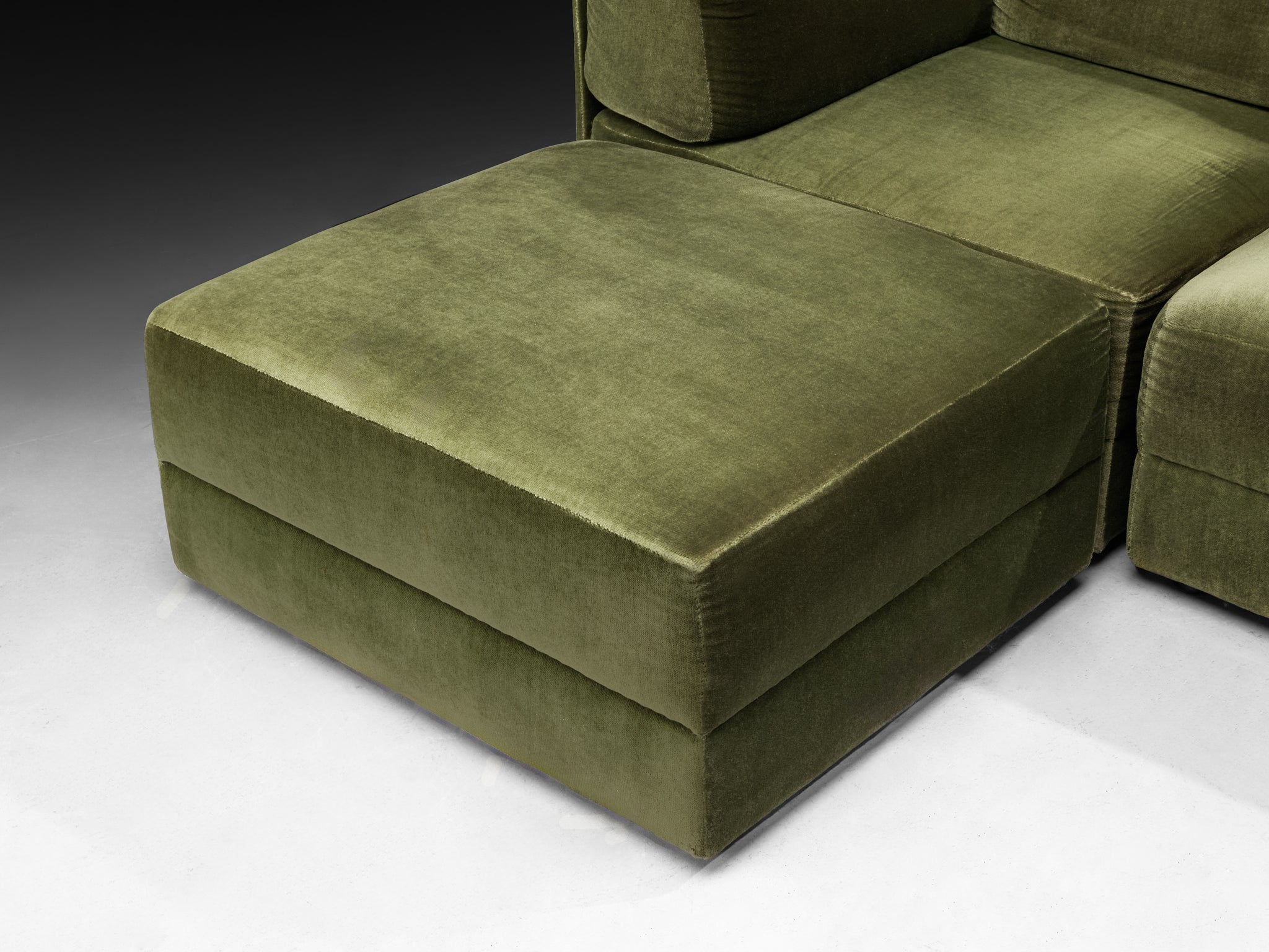 Post-Modern Large Modular Sofa in Forest Green Fabric