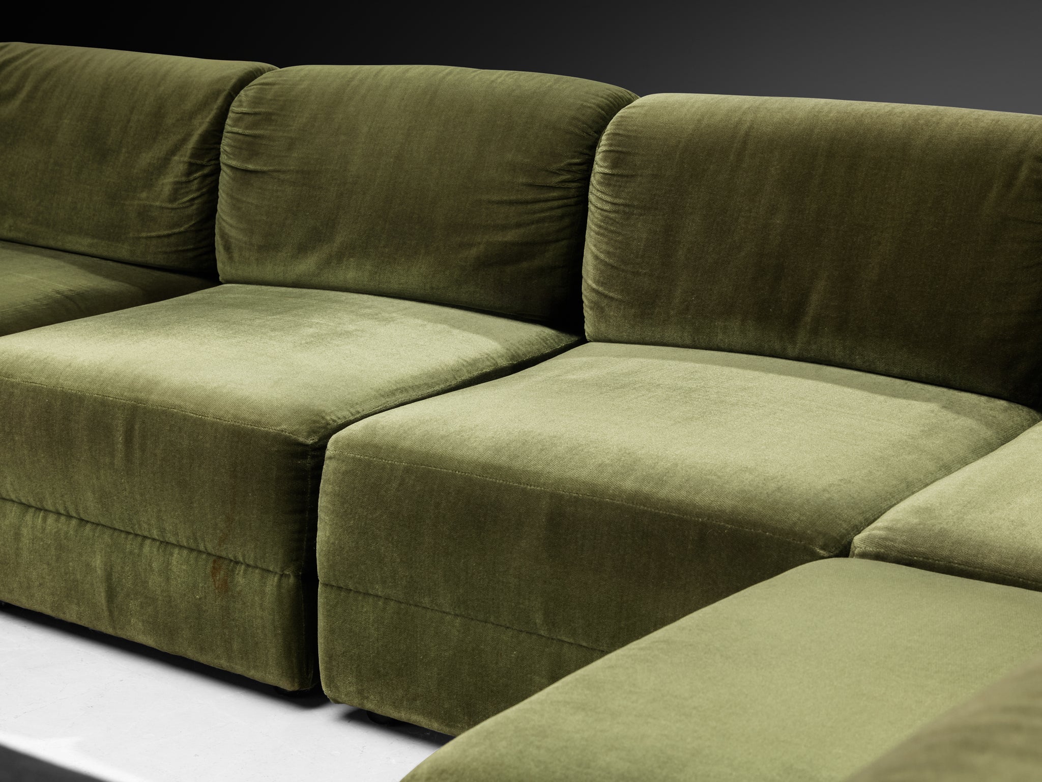 Post-Modern Large Modular Sofa in Forest Green Fabric