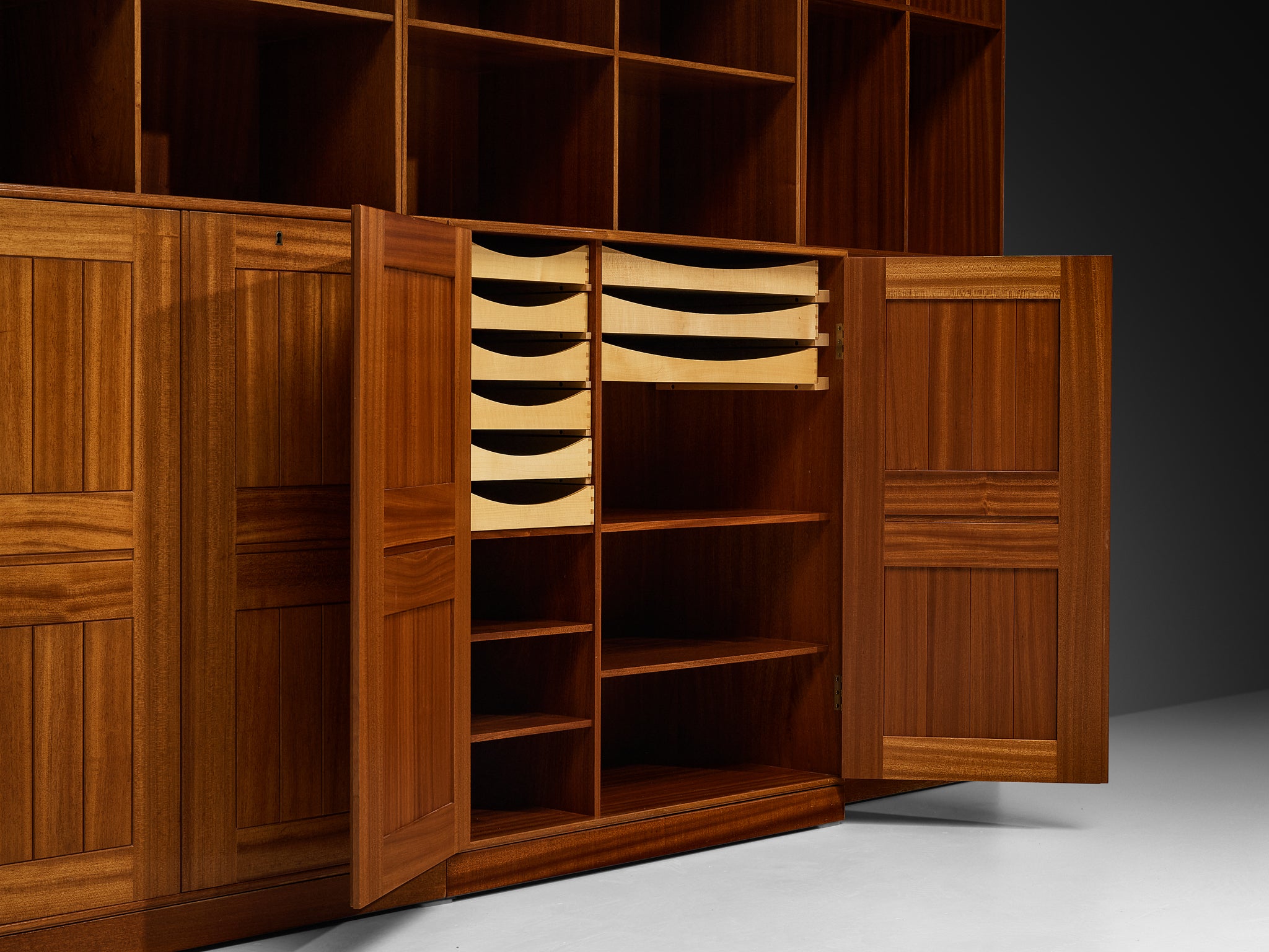 Mogens Koch for Rud Radmussen Monumental Modular Bookcase in Mahogany Case pieces and storage cabinets Morentz
