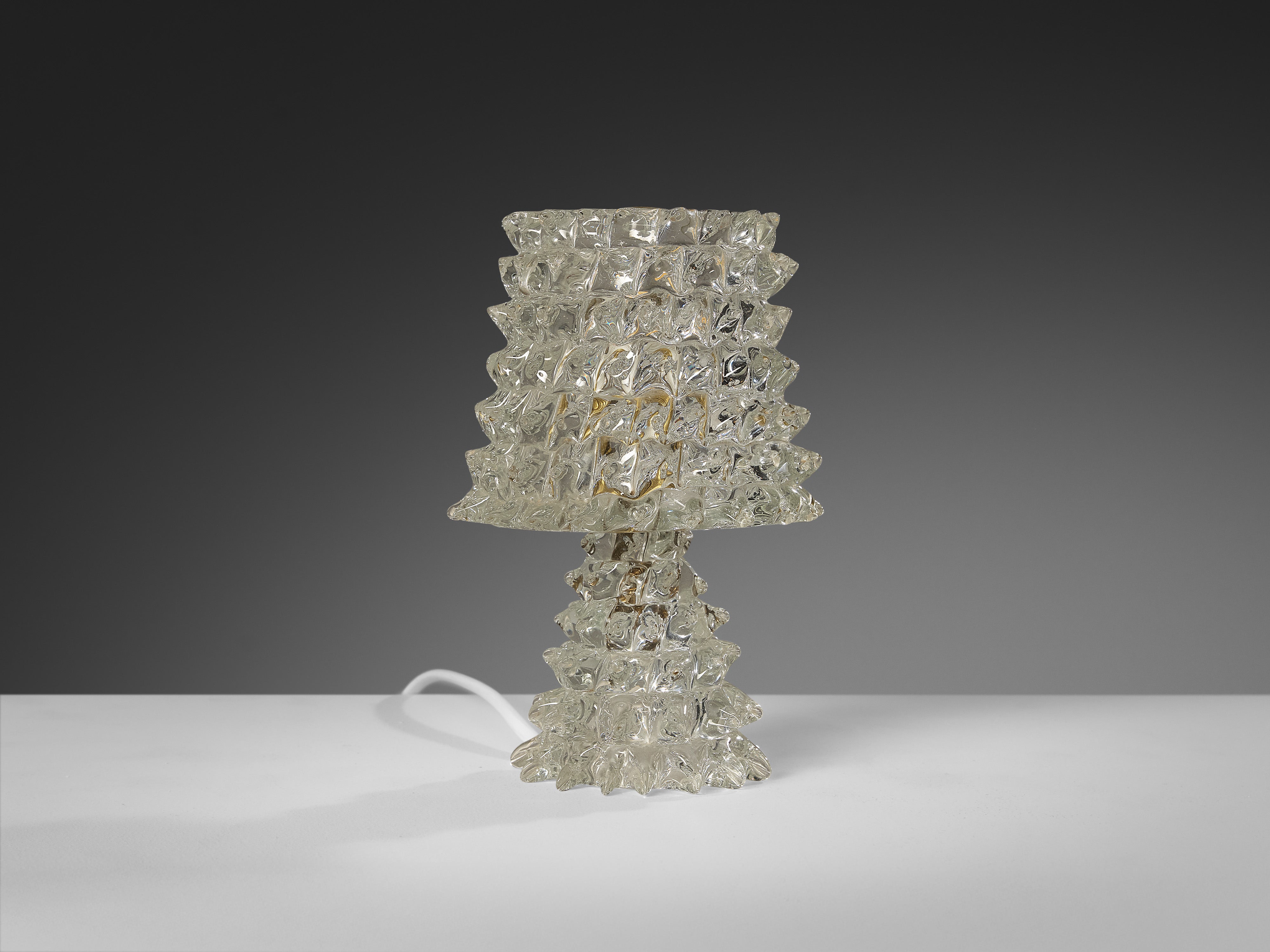 Barovier & Toso Art Deco Table Lamp in Crystal Glass Lighting Morentz