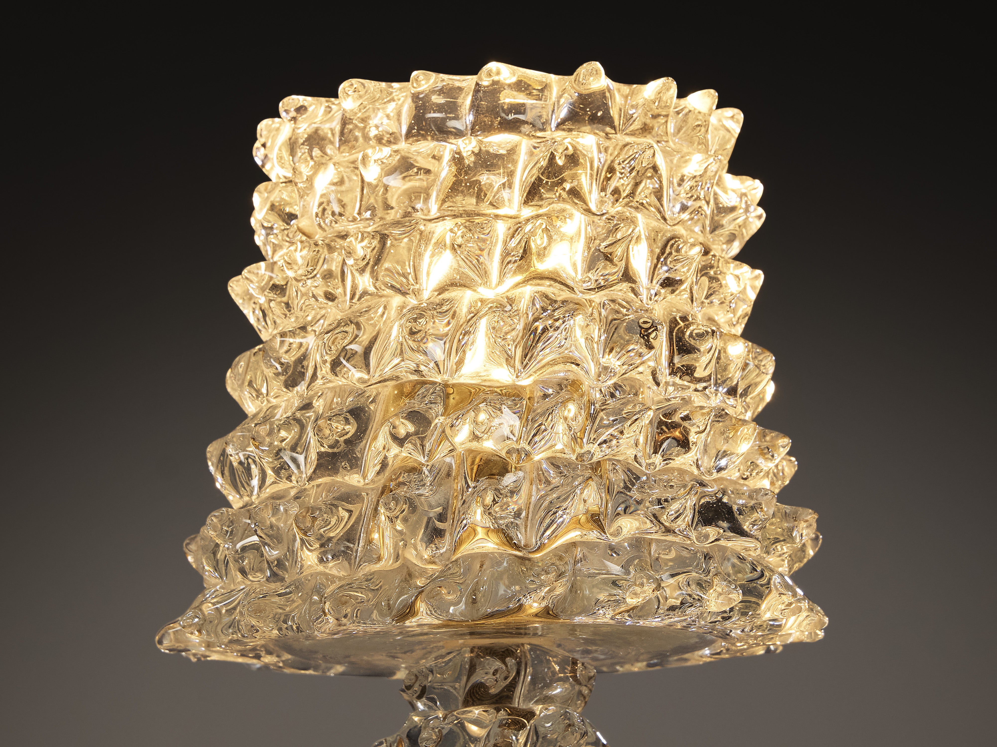 Barovier & Toso Art Deco Table Lamp in Crystal Glass Lighting Morentz