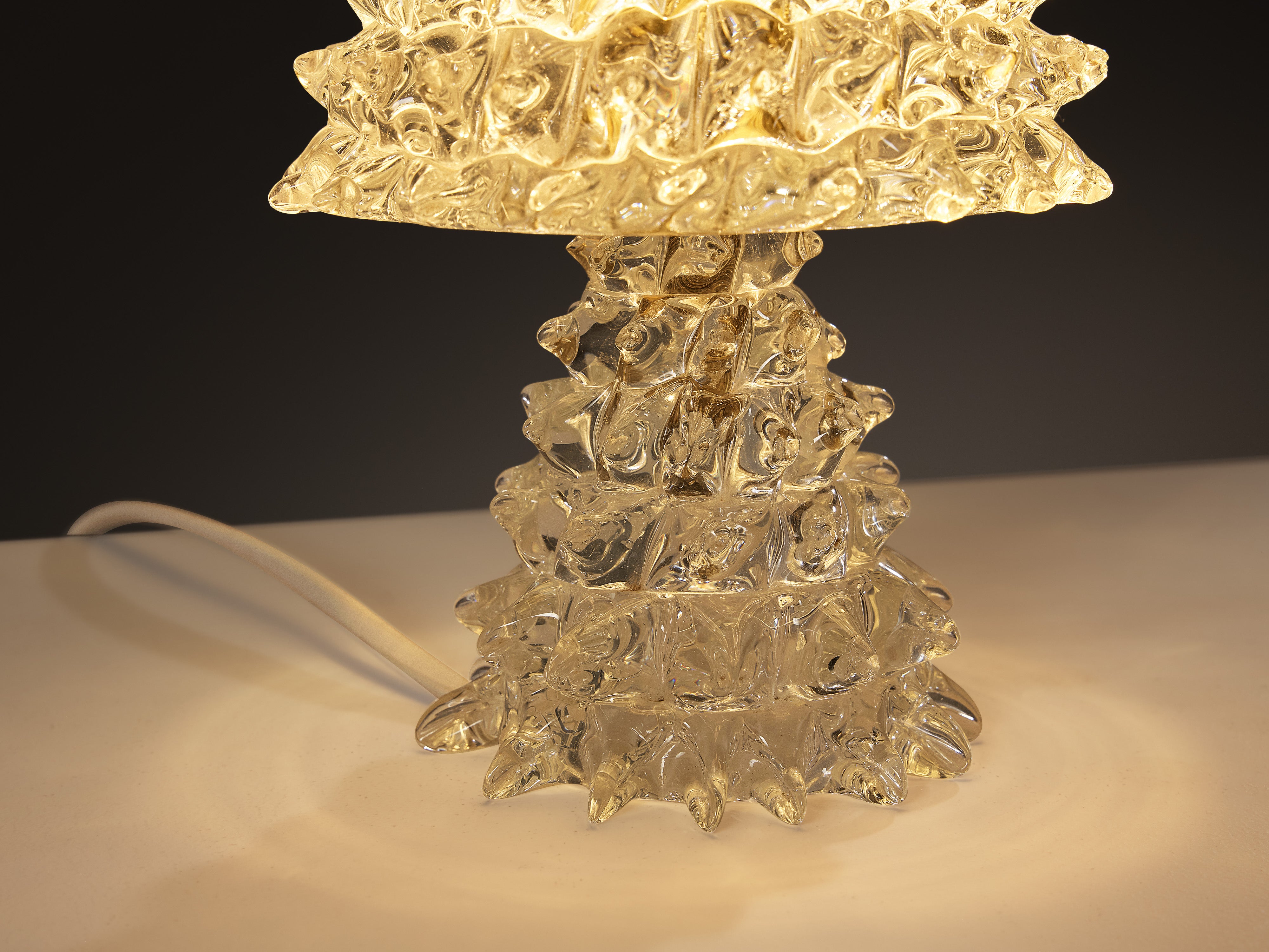 Barovier & Toso Art Deco Table Lamp in Crystal Glass Lighting Morentz
