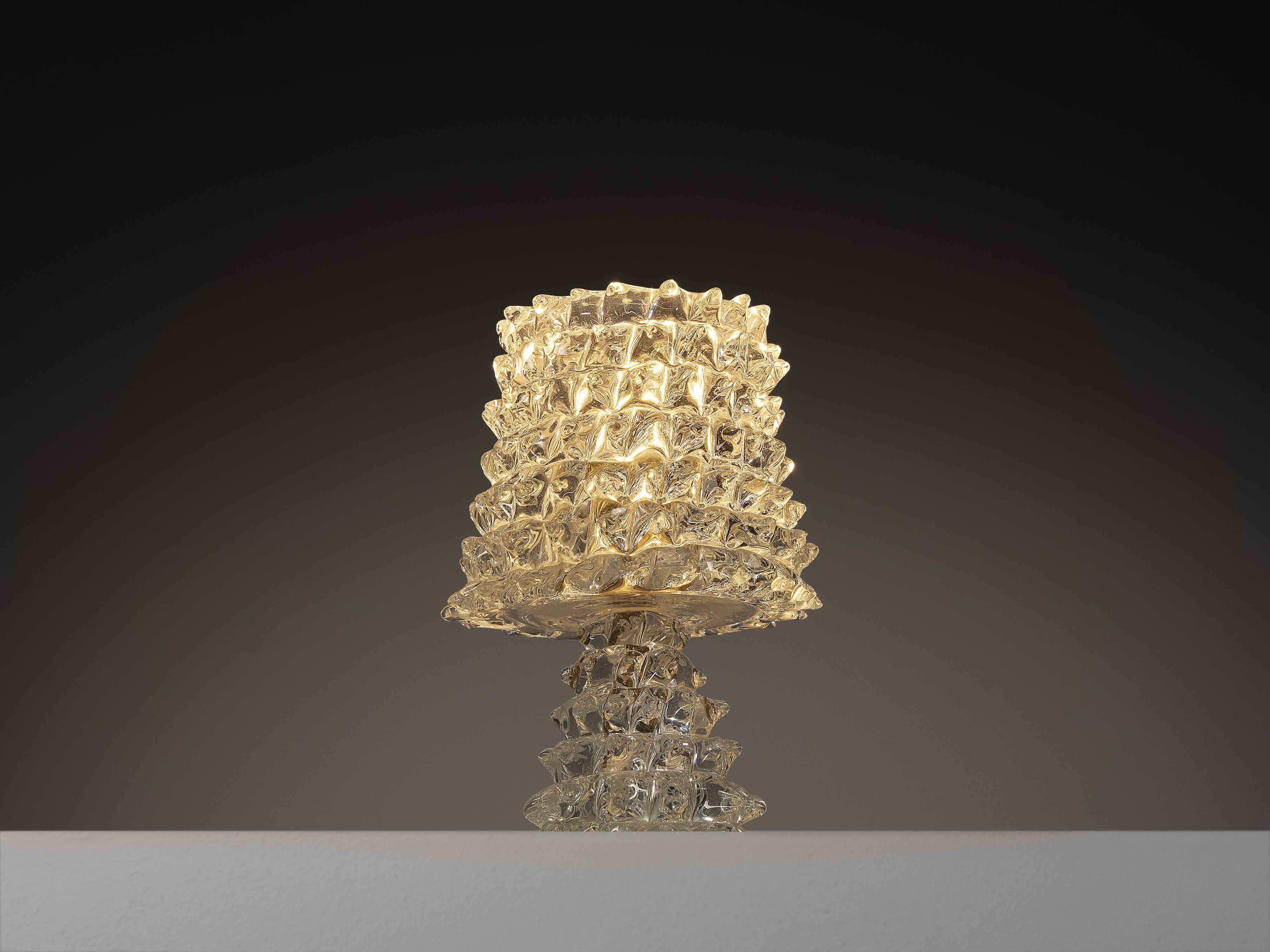 Barovier & Toso Art Deco Table Lamp in Crystal Glass Lighting Morentz