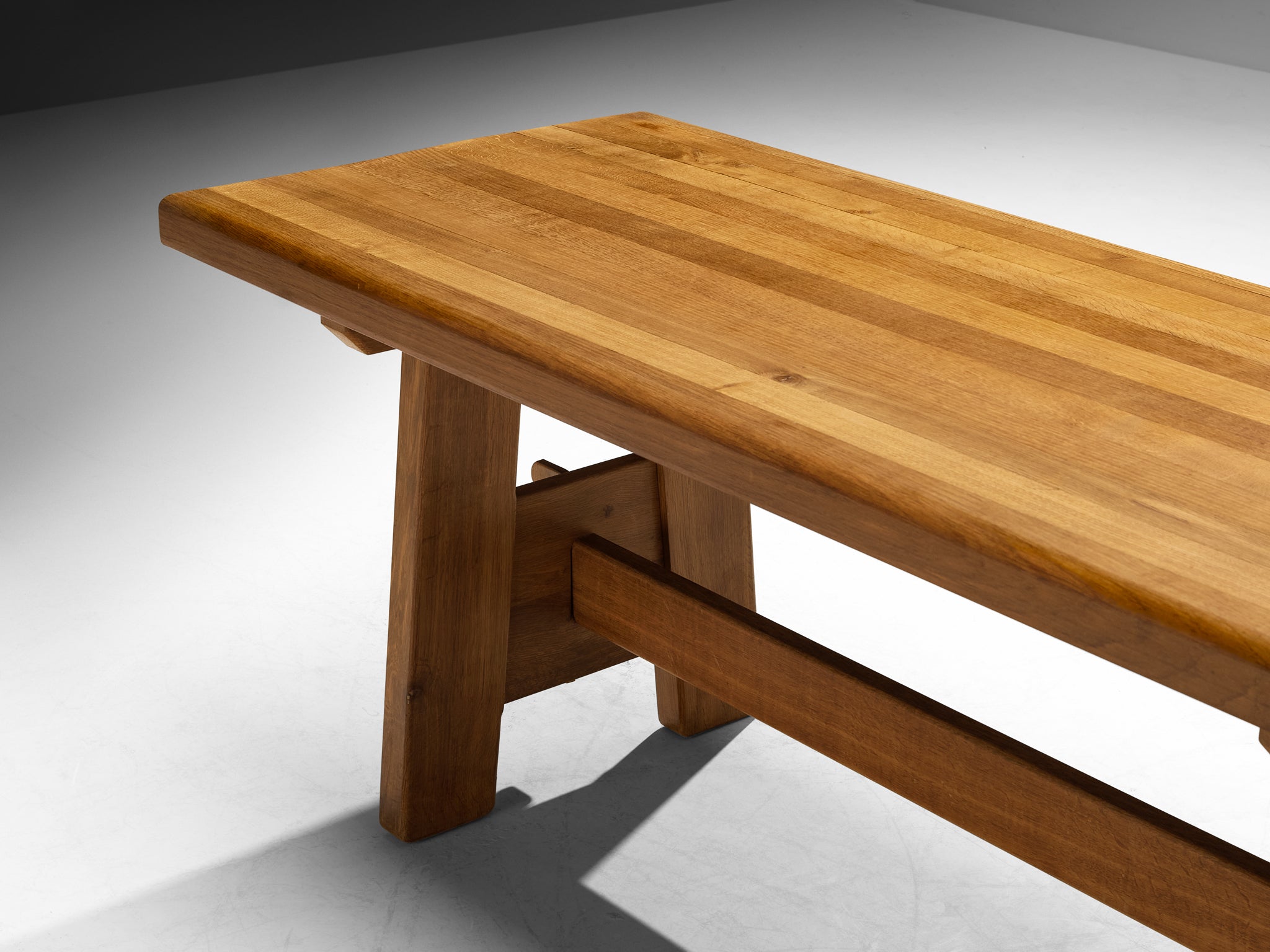 Rustic Modern French Dining Table in Oak 1950s