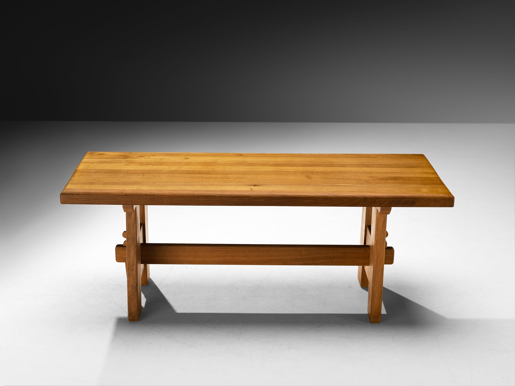 Rustic Modern French Dining Table in Oak 1950s