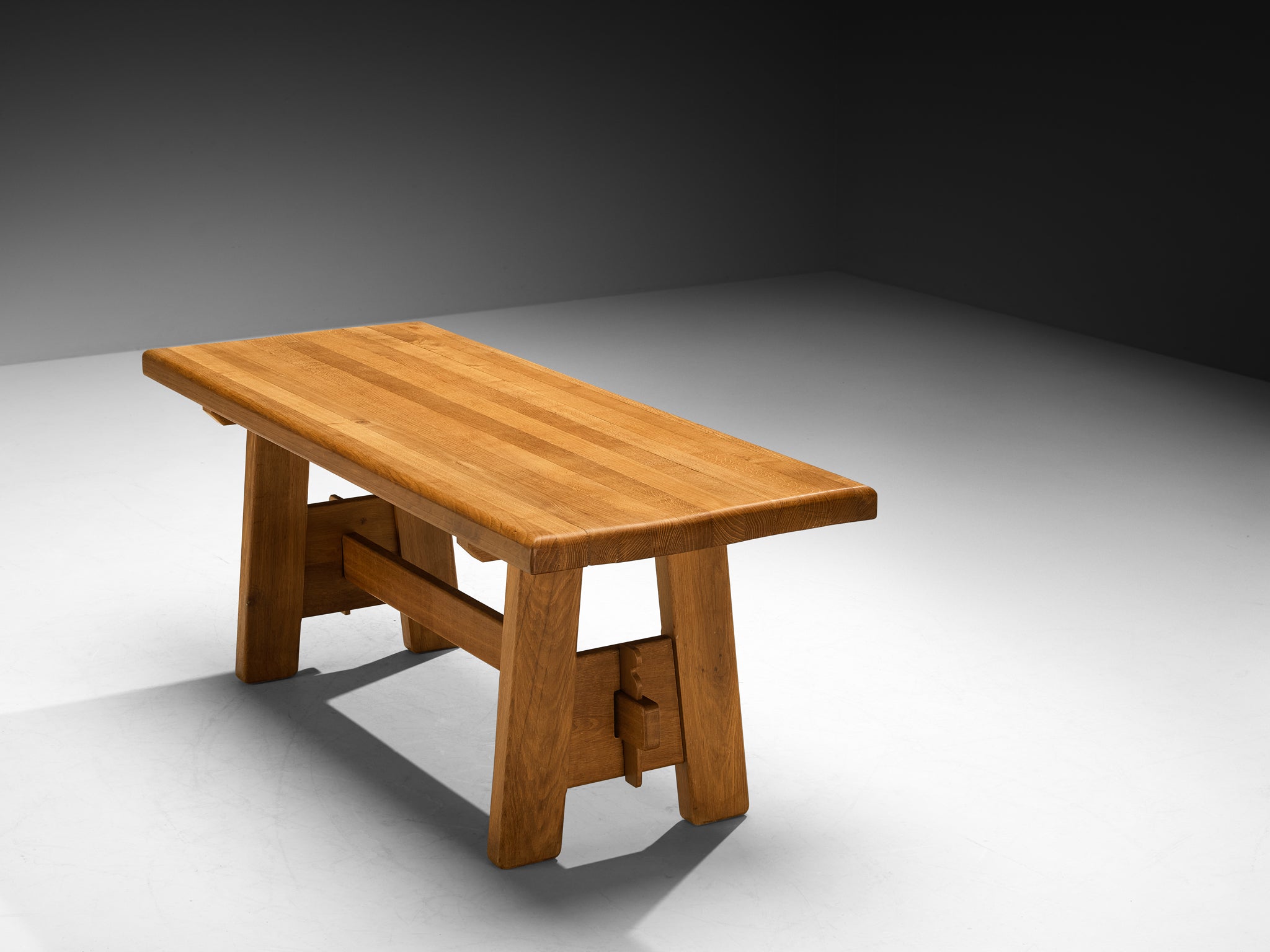 Rustic Modern French Dining Table in Oak 1950s