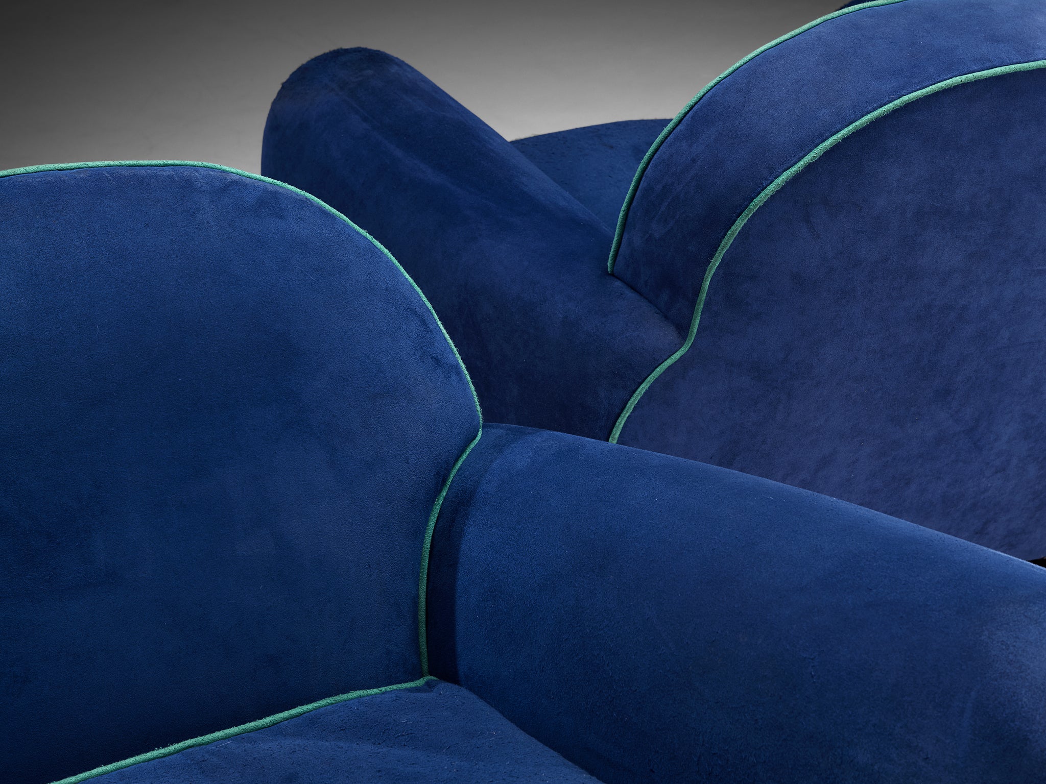 1930s Pair of French Art Deco Lounge Chairs in Blue Upholstery Seating Morentz