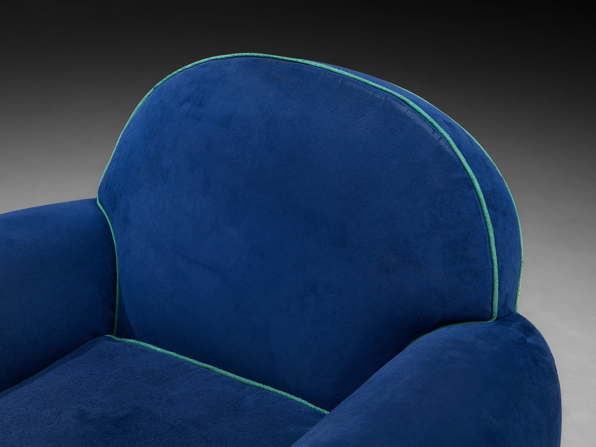 1930s Pair of French Art Deco Lounge Chairs in Blue Upholstery Seating Morentz