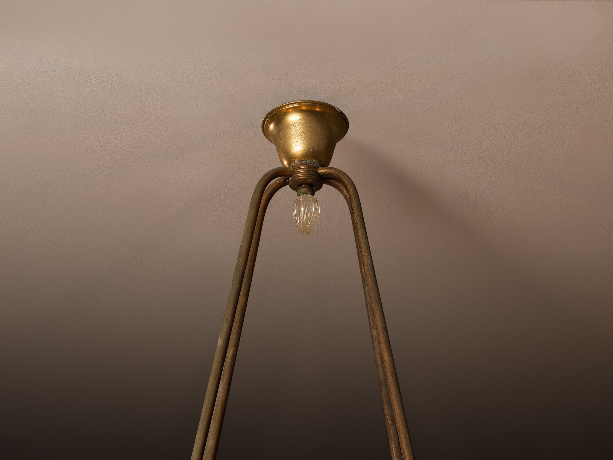 Italian Art Deco Chandelier in Glass and Brass Lighting Morentz