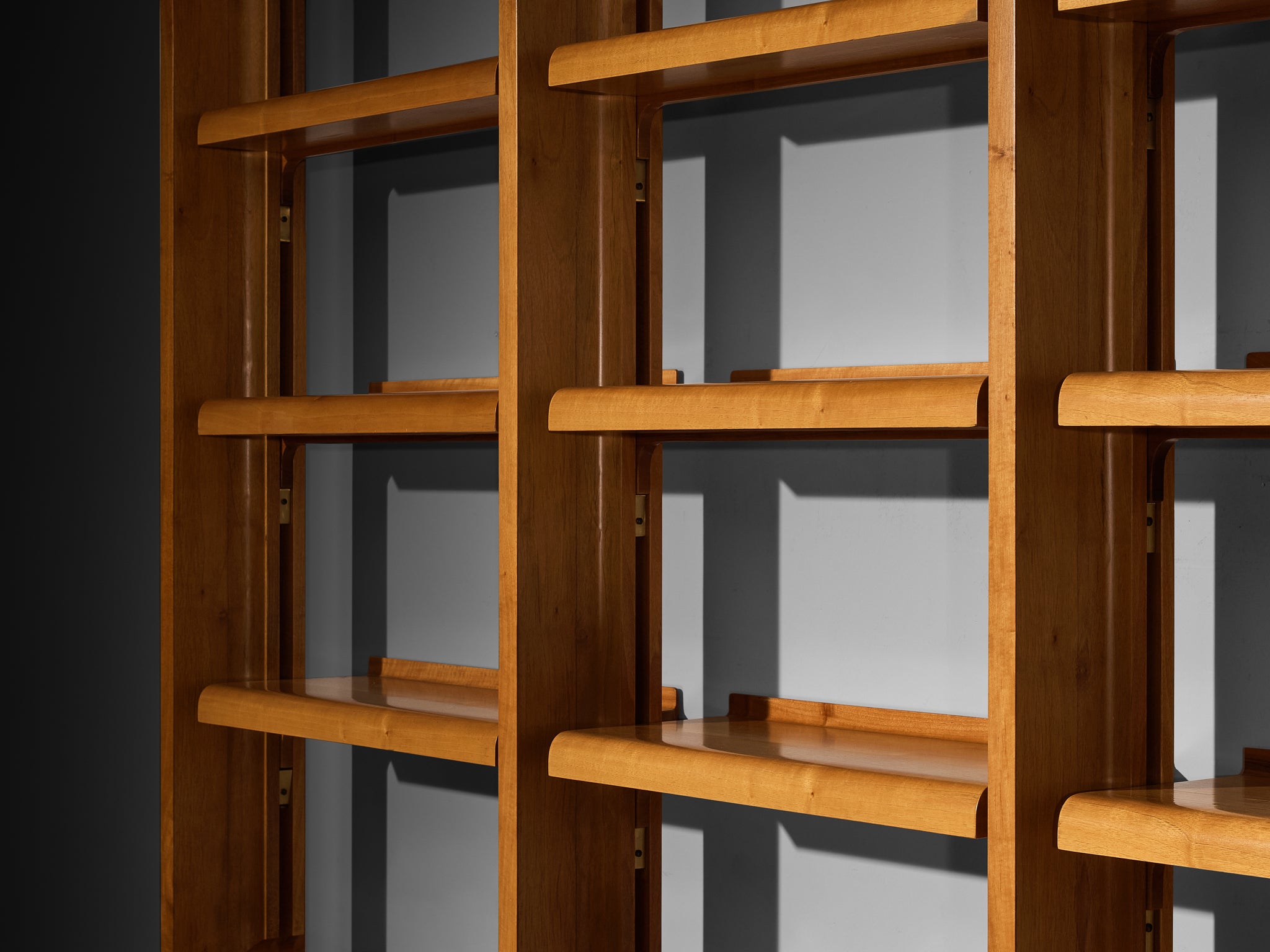 Large Italian Postmodern Wall Unit in Walnut and Brass Case pieces and storage cabinets Morentz